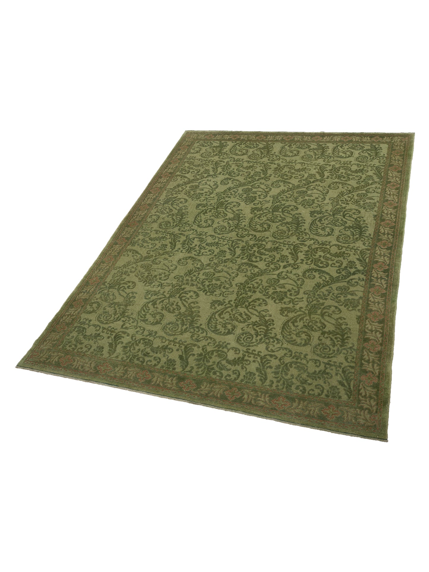 Vintage 77053 Green 8.10x11.6 Hand Knotted Rug