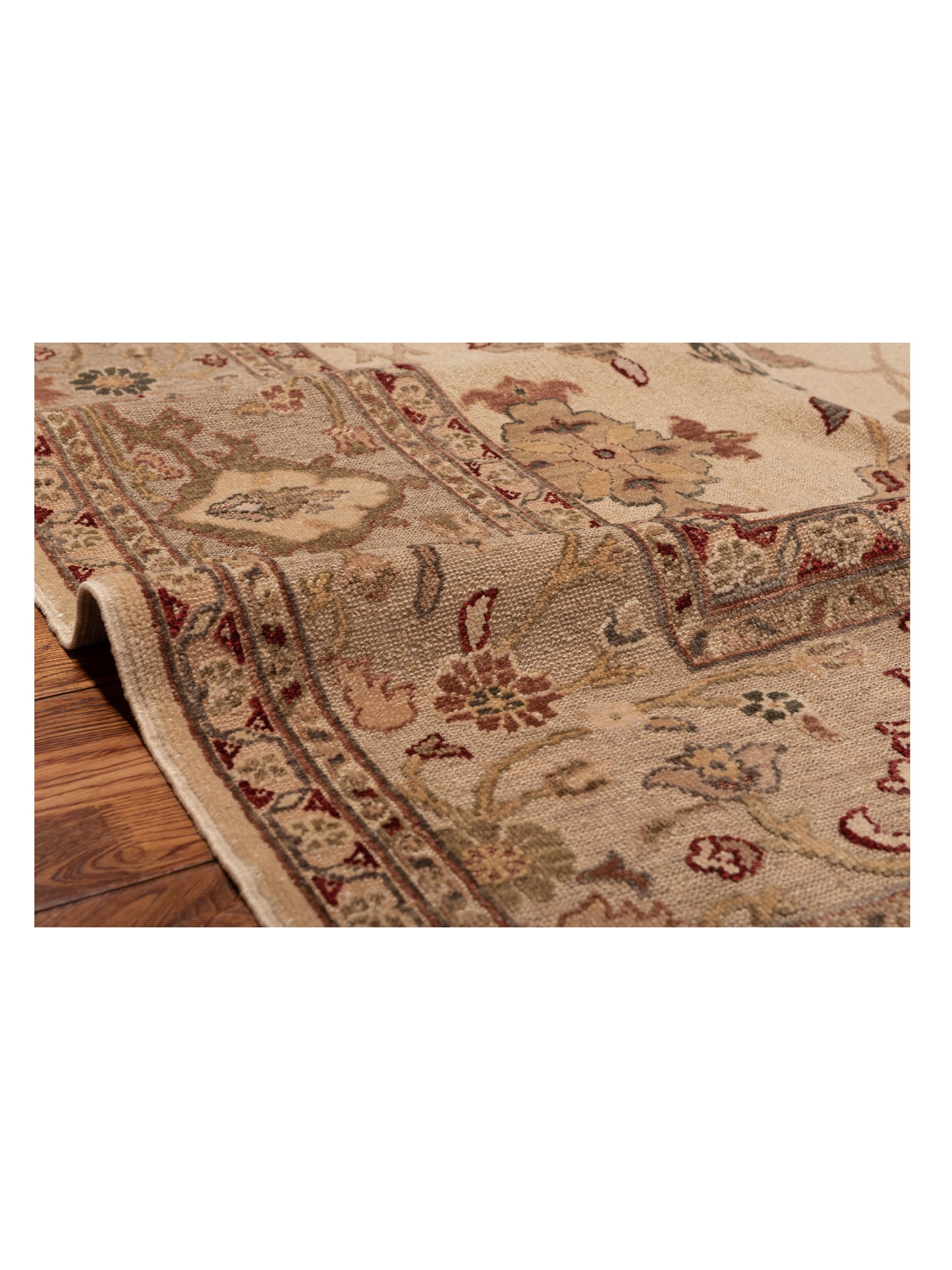 Turkish Elvan 77734 Ivory Silver 9.3x12.8 Hand Knotted Rug