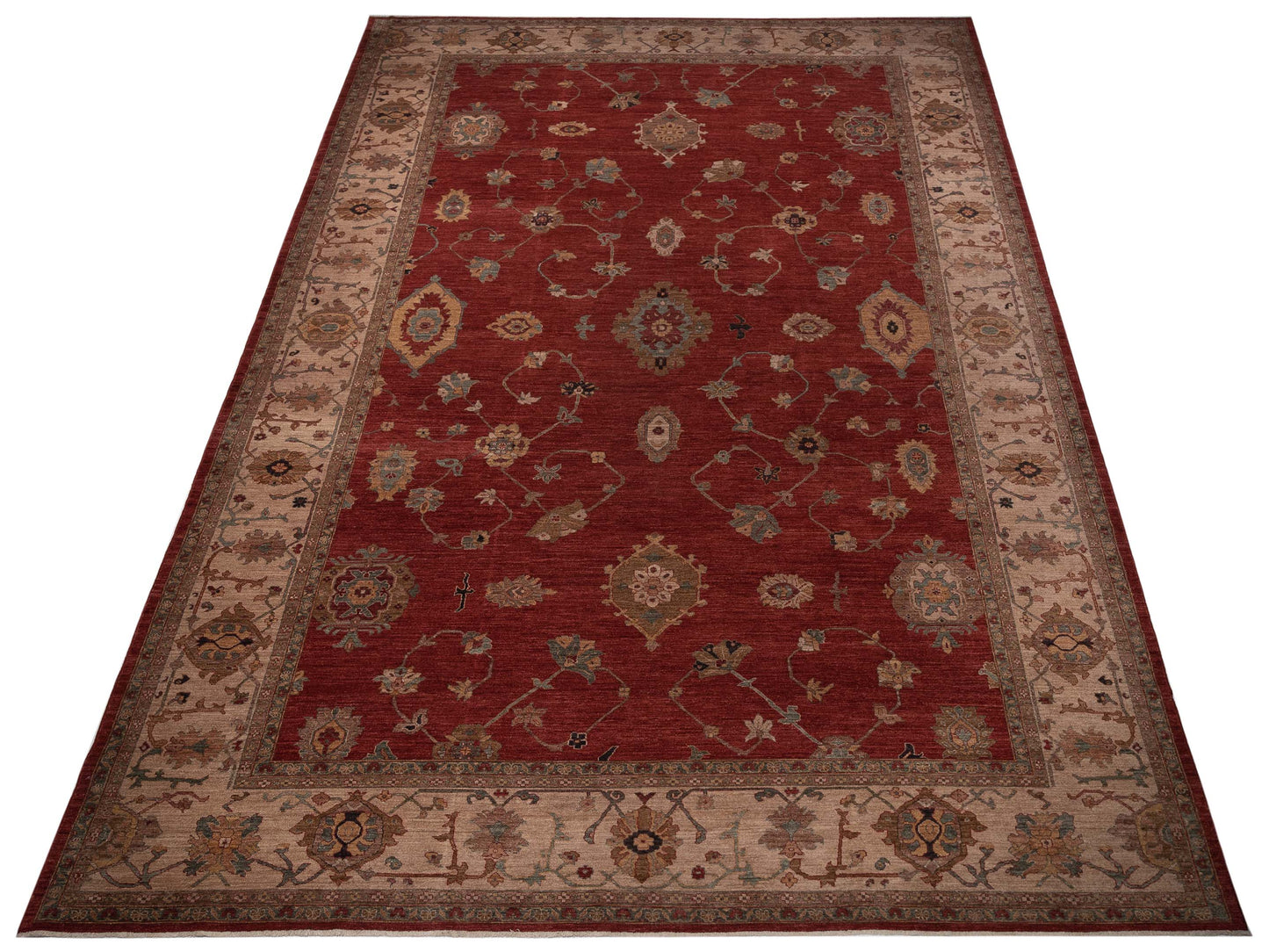 Elvan Tansu Red Ivory 12.5x17.7 Hand Knotted Rug