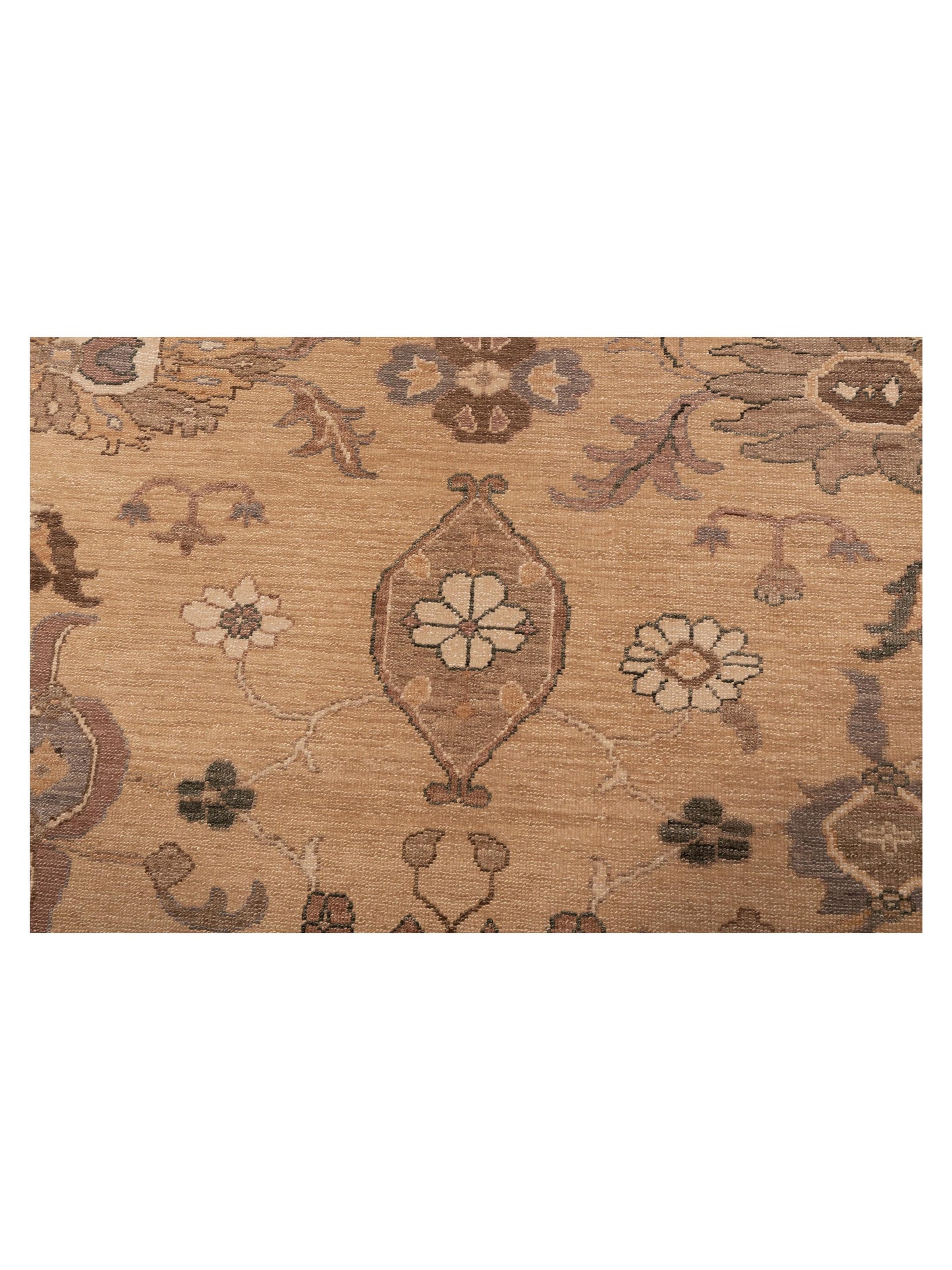 Turkish Elvan Gufte Gold Ivory 12.2x18.3 Hand Knotted Rug