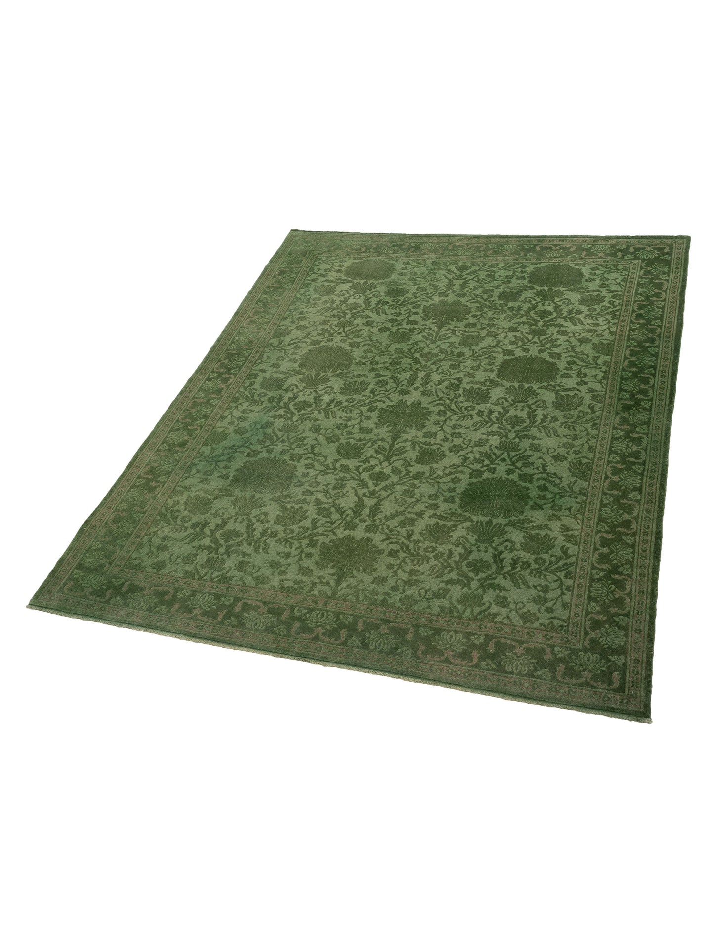 Vintage 78096 Green 9.3x11.2 Hand Knotted Rug