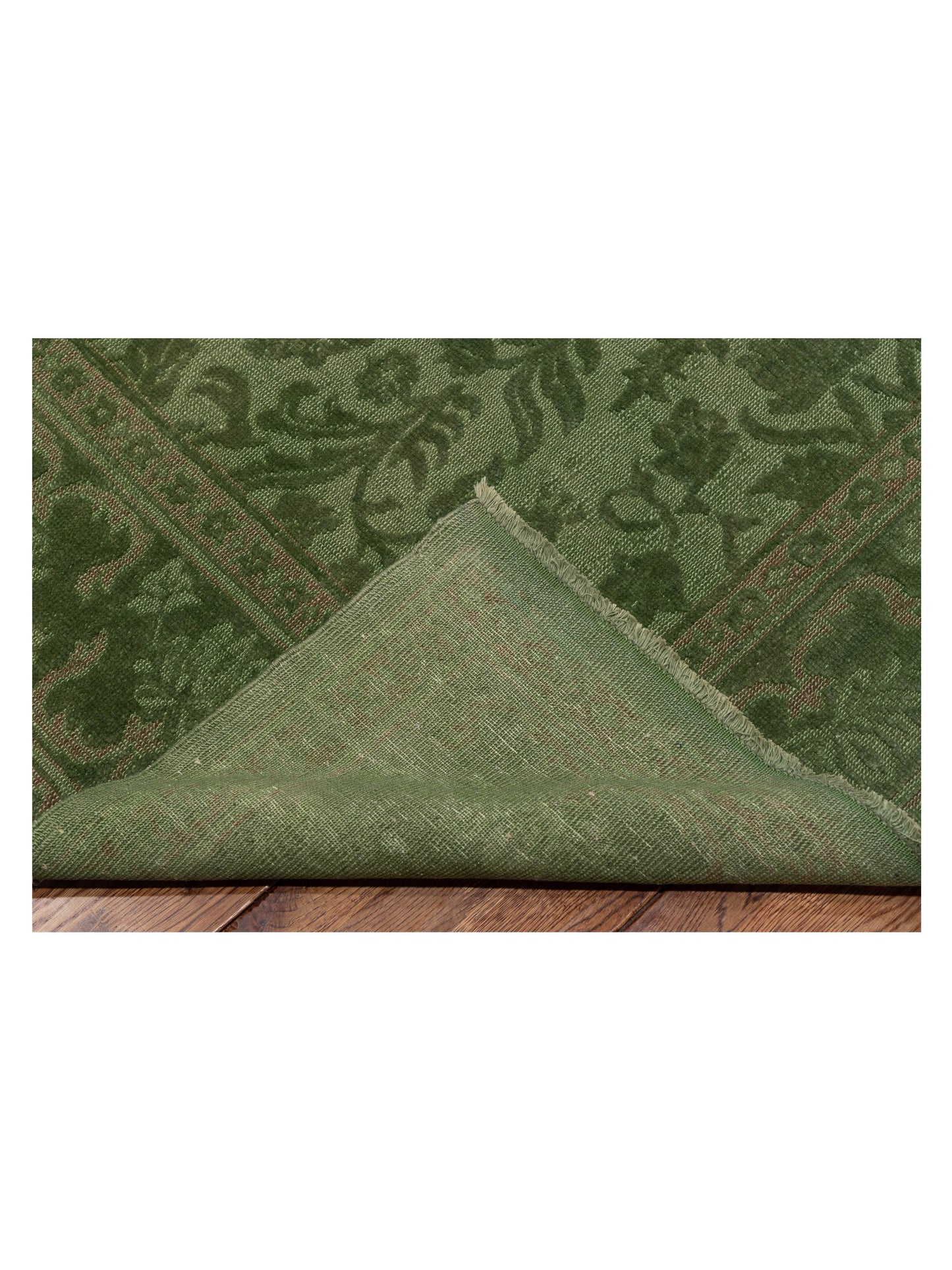 Vintage 78096 Green 9.3x11.2 Hand Knotted Rug