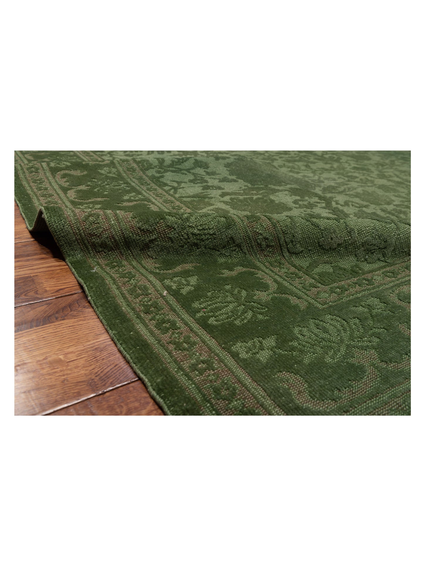 Vintage 78096 Green 9.3x11.2 Hand Knotted Rug