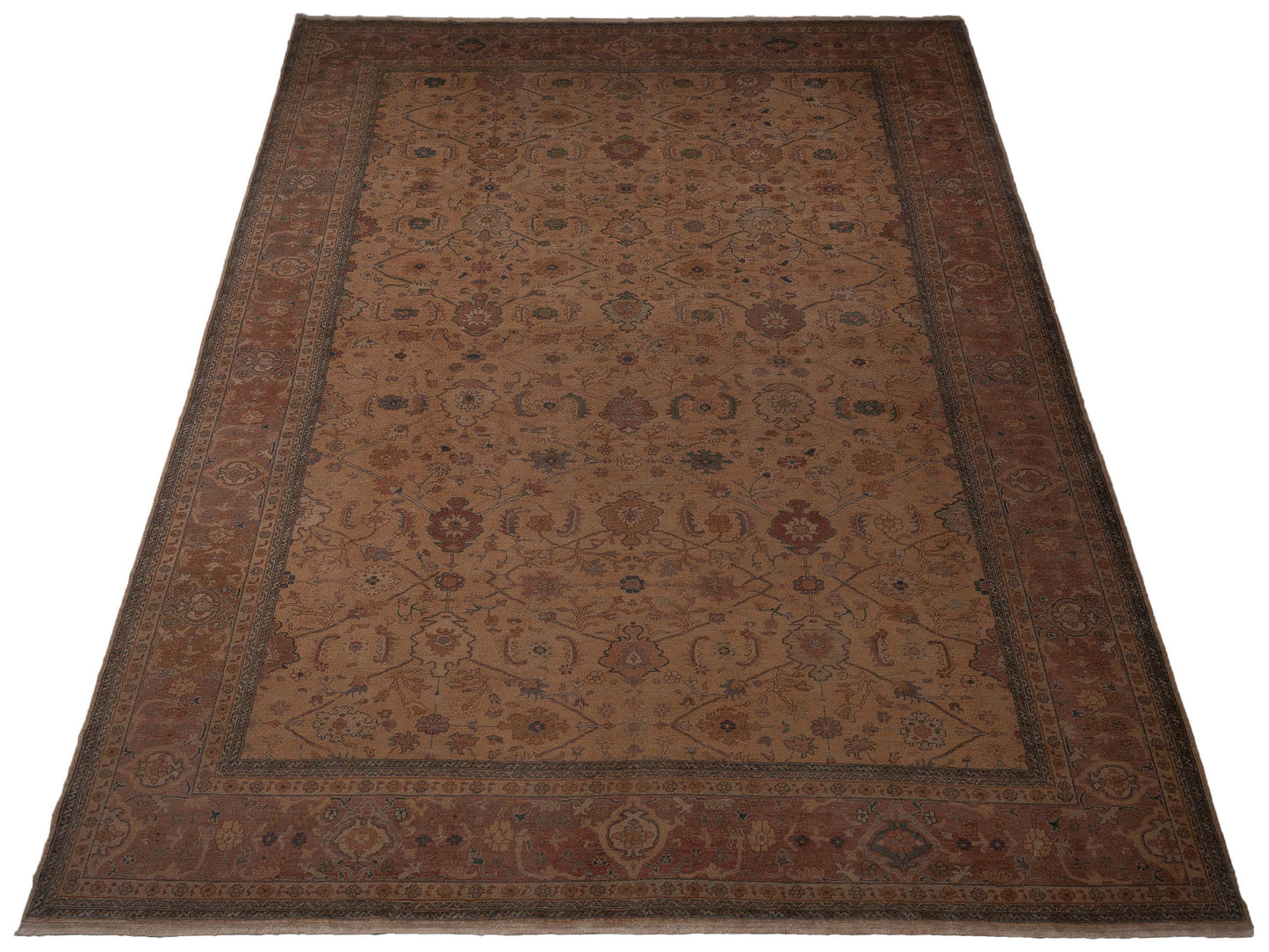 Turkish Elvan 78301 Camel Plum 12x17.11 Hand Knotted Rug