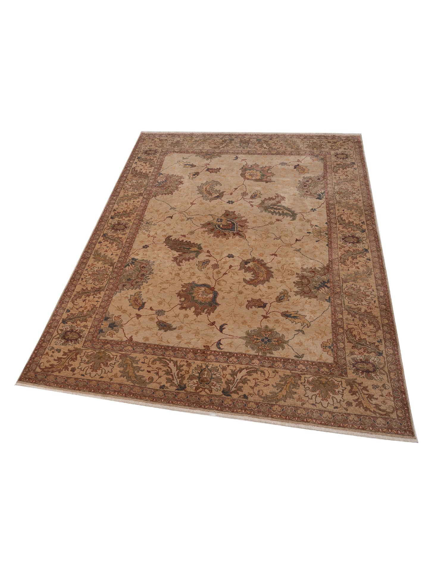 Turkish Elvan 78600 Beige Beige 9.2x12.10 Hand Knotted Rug