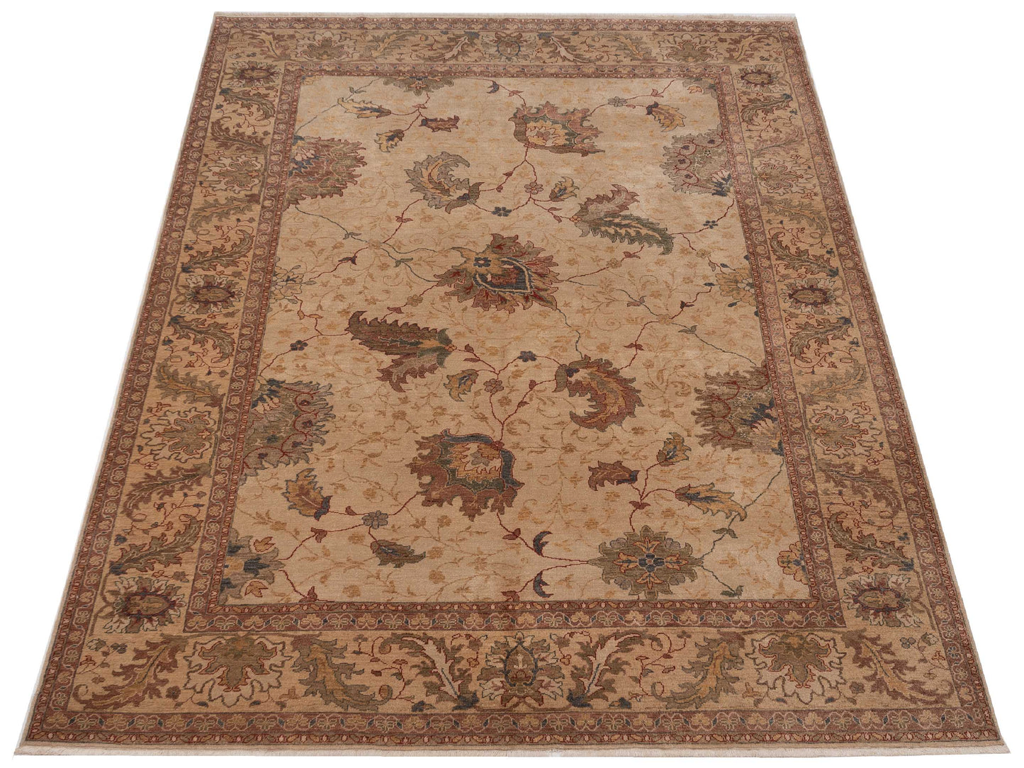 Turkish Elvan 78600 Beige Beige 9.2x12.10 Hand Knotted Rug
