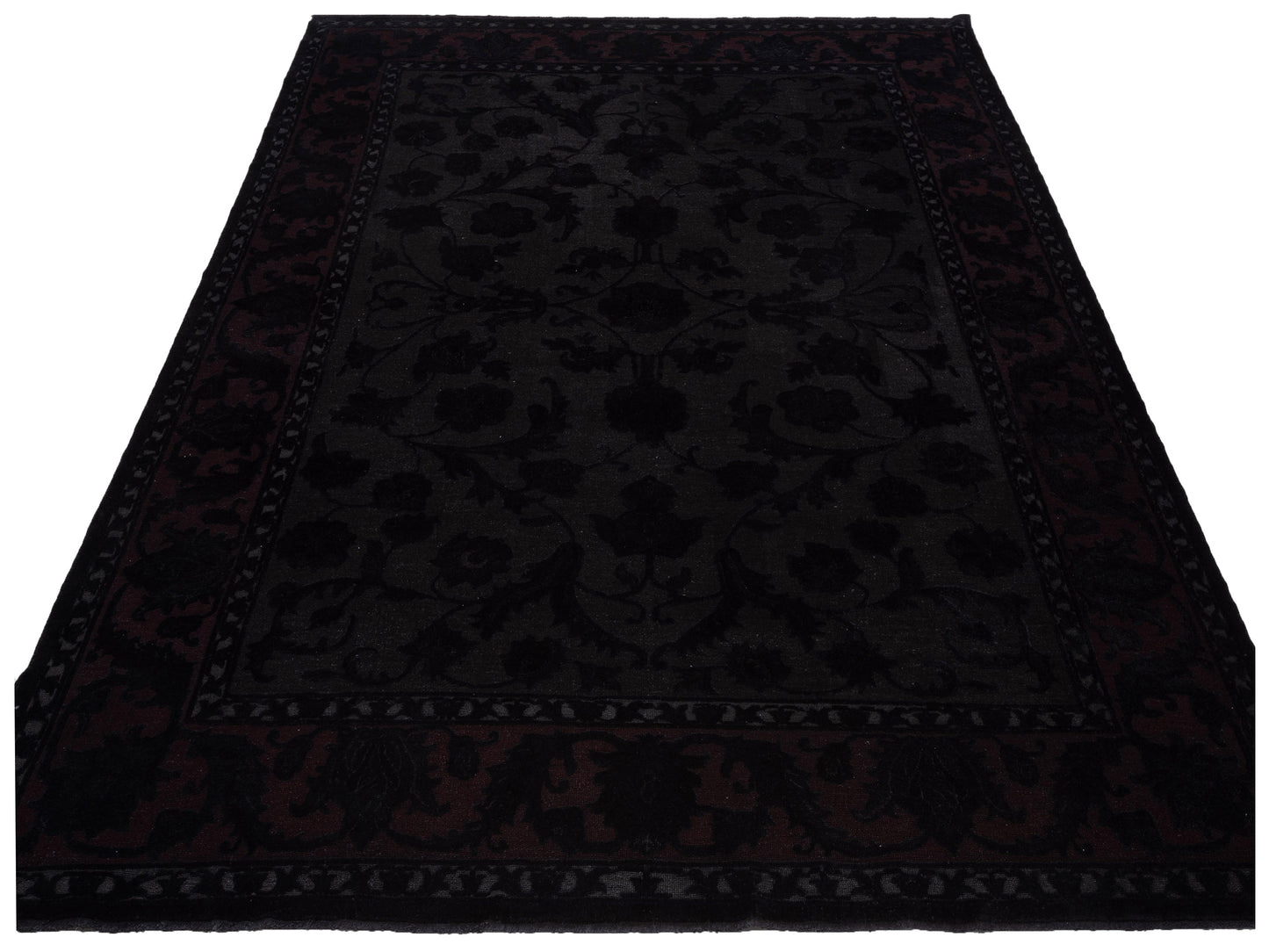 Vintage 78612 Black 9.4x11.11 Hand Knotted Rug