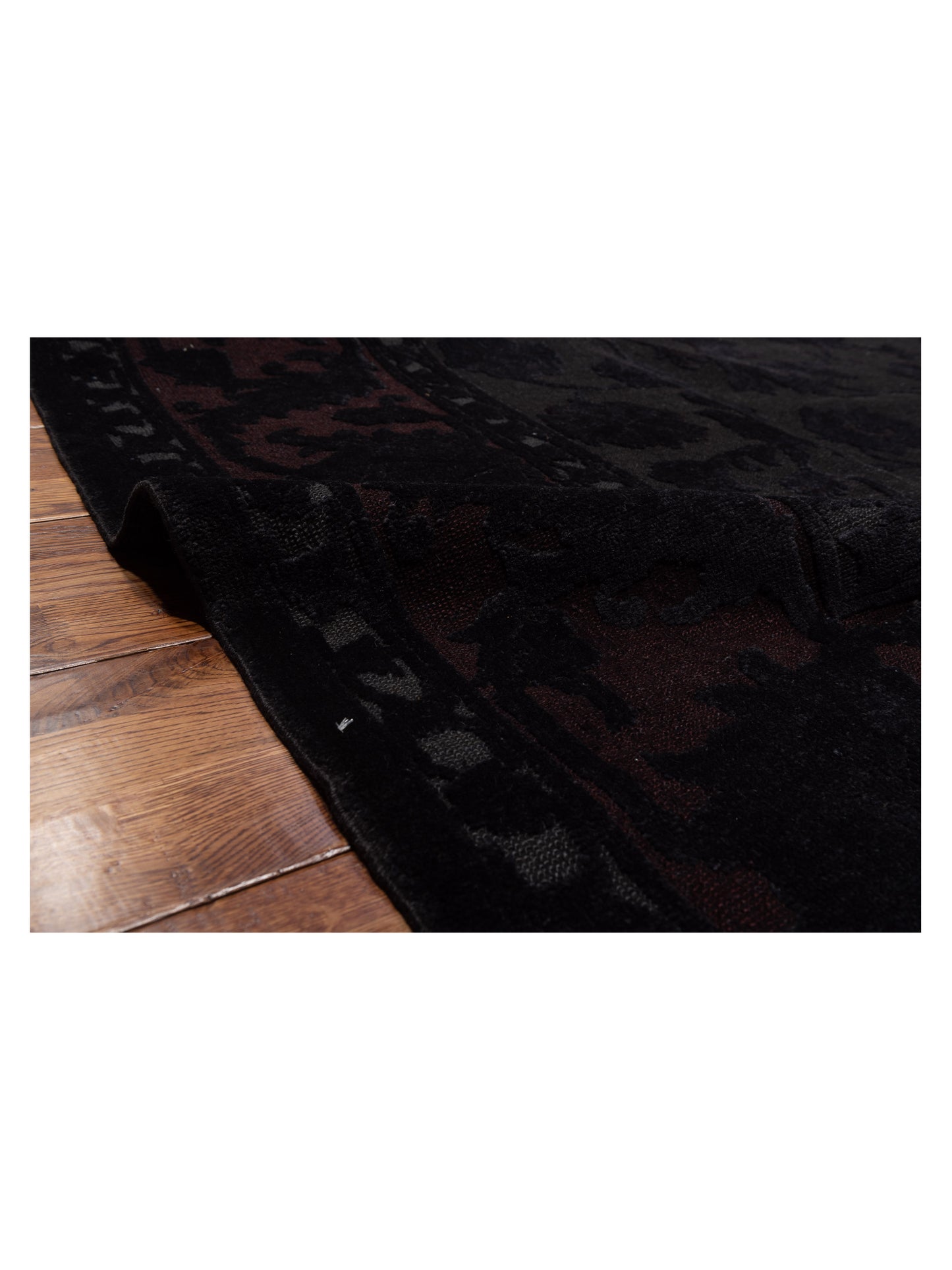 Vintage 78612 Black 9.4x11.11 Hand Knotted Rug