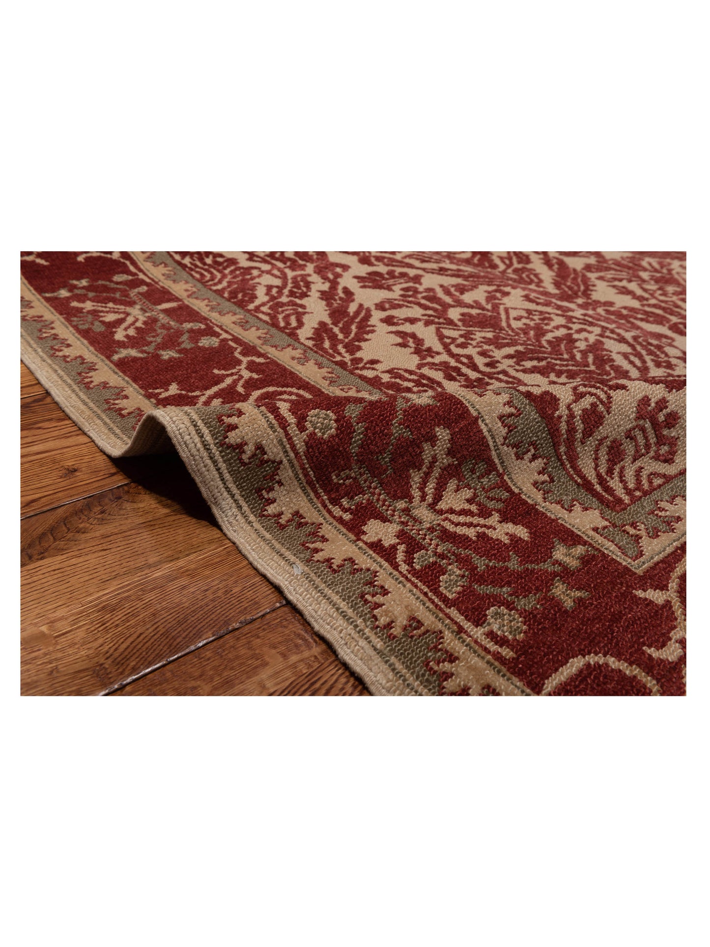 Turkish Elvan 78630 Beige Red 7.2x10.6 Hand Knotted Rug