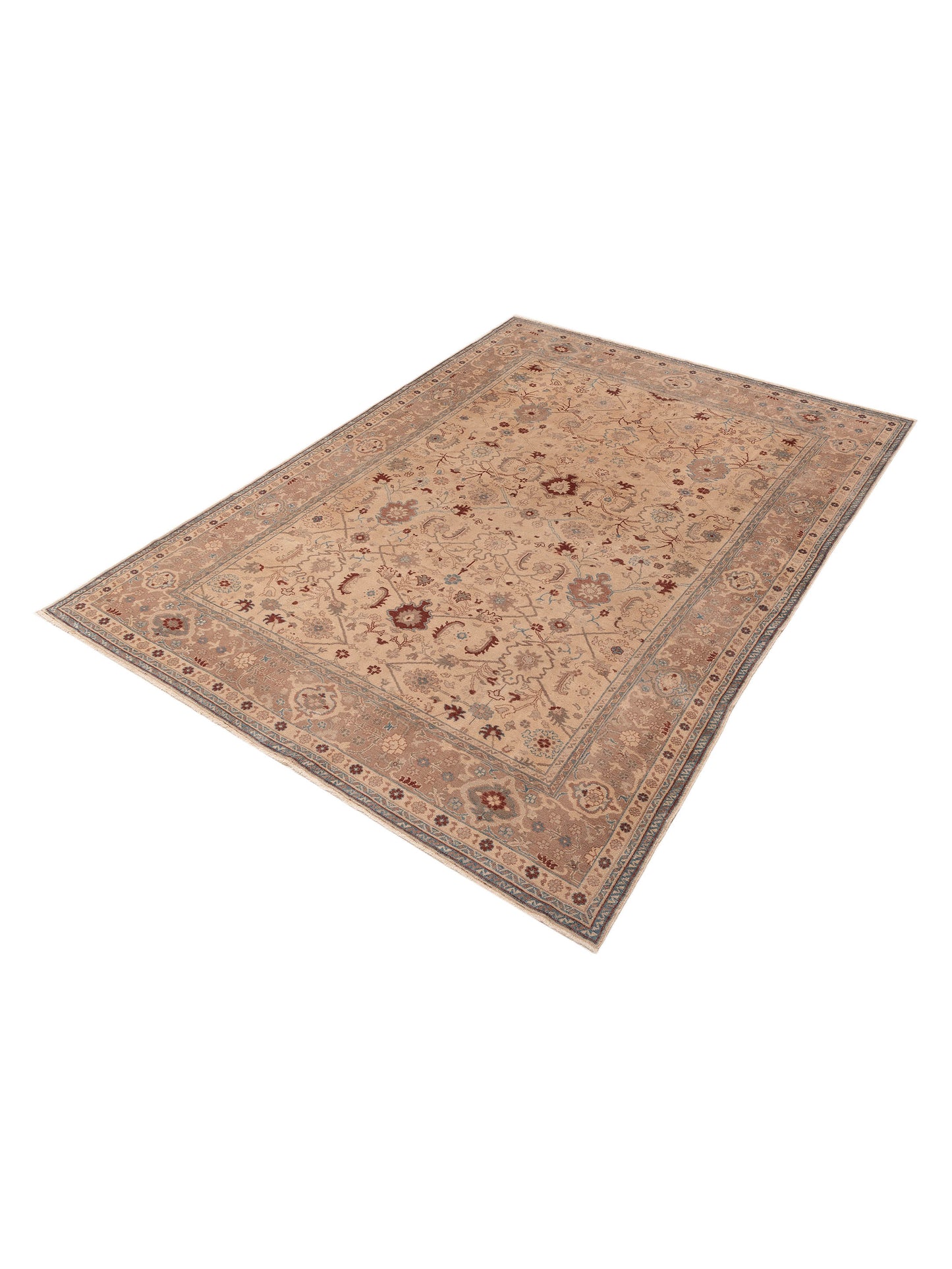 Turkish Elvan 78643 Cream Brown 8.9x12 Hand Knotted Rug
