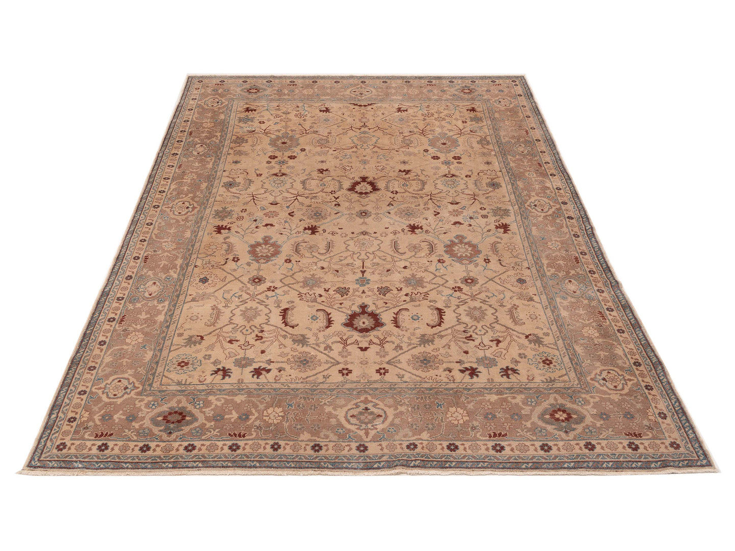 Turkish Elvan 78643 Cream Brown 8.9x12 Hand Knotted Rug