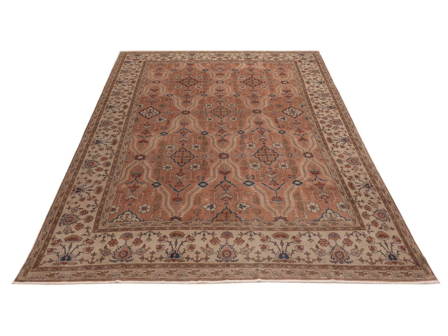 Turkish Elvan 78873 Copper Ivory 10.2x13.7 Hand Knotted Rug