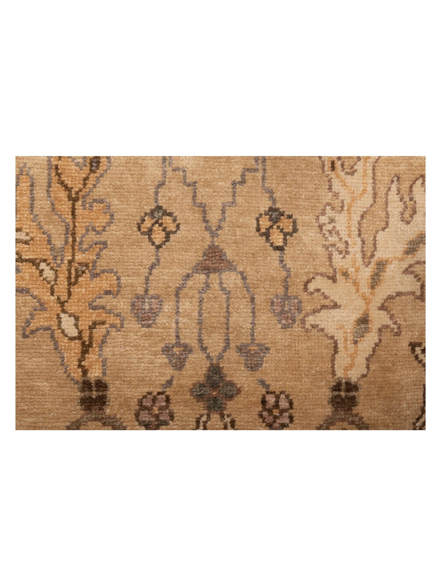 Turkish Elvan Gufte Light Brown Gold 2.11x8.11 Hand Knotted Rug