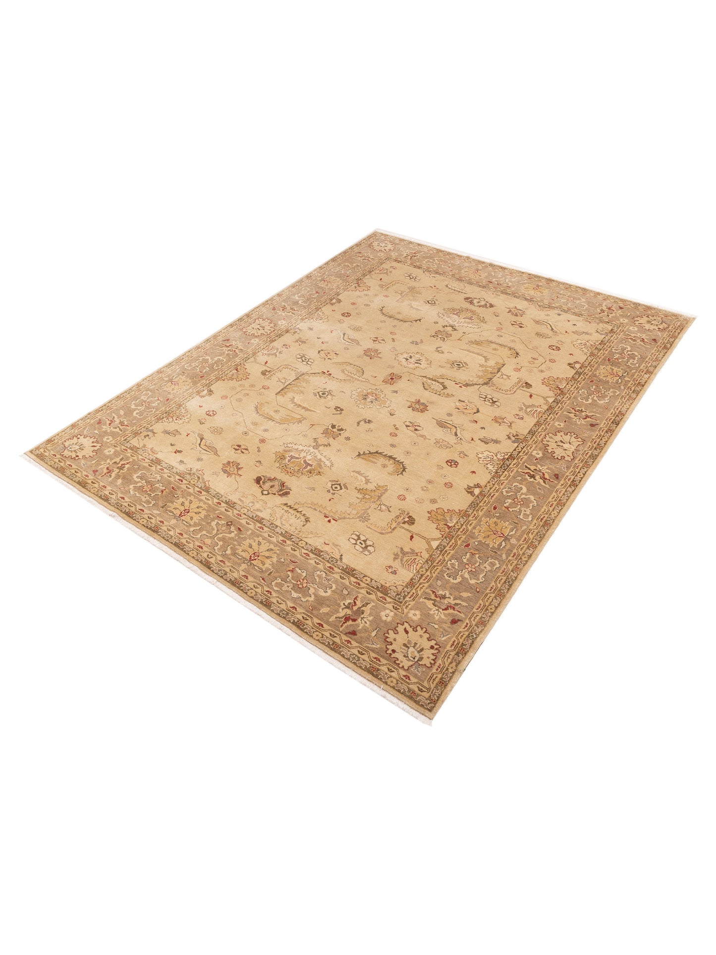 Turkish Elvan Zerya Camel Brown 9.1x11.11 Hand Knotted Rug
