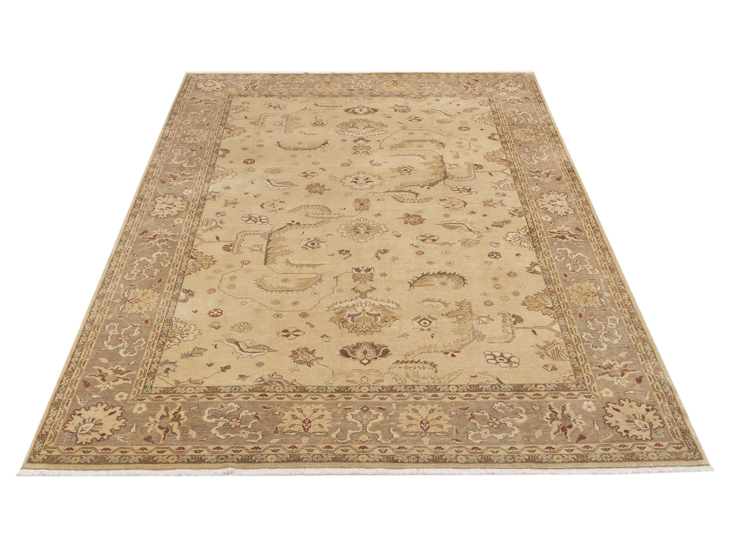 Turkish Elvan Zerya Camel Brown 9.1x11.11 Hand Knotted Rug