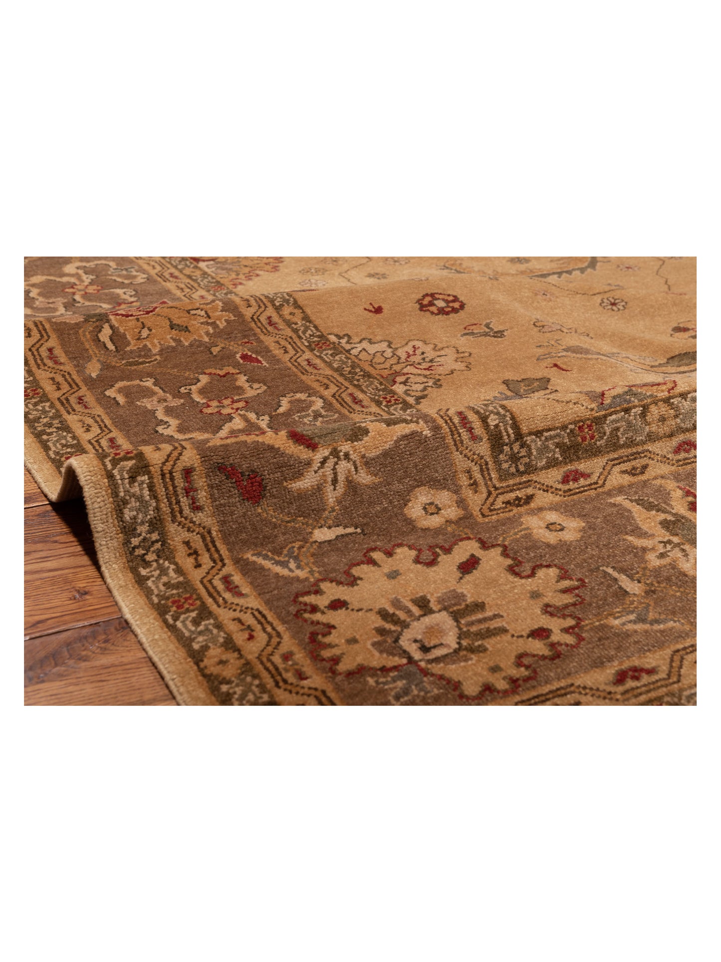 Turkish Elvan Zerya Camel Brown 9.1x11.11 Hand Knotted Rug