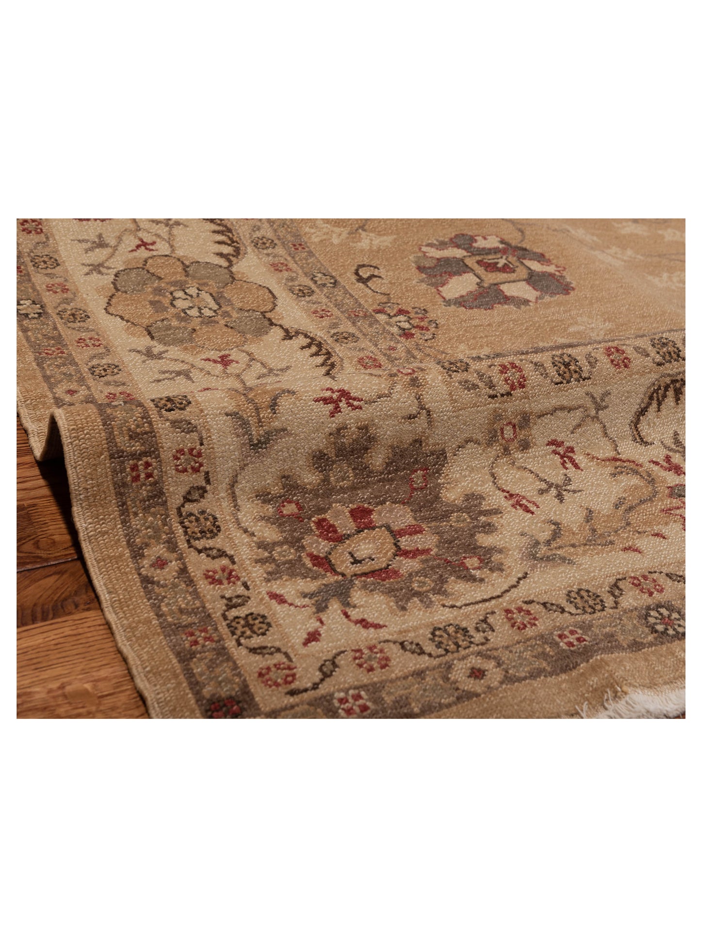Turkish Elvan 79229 Gold Ivory 9.2x11.1 Hand Knotted Rug