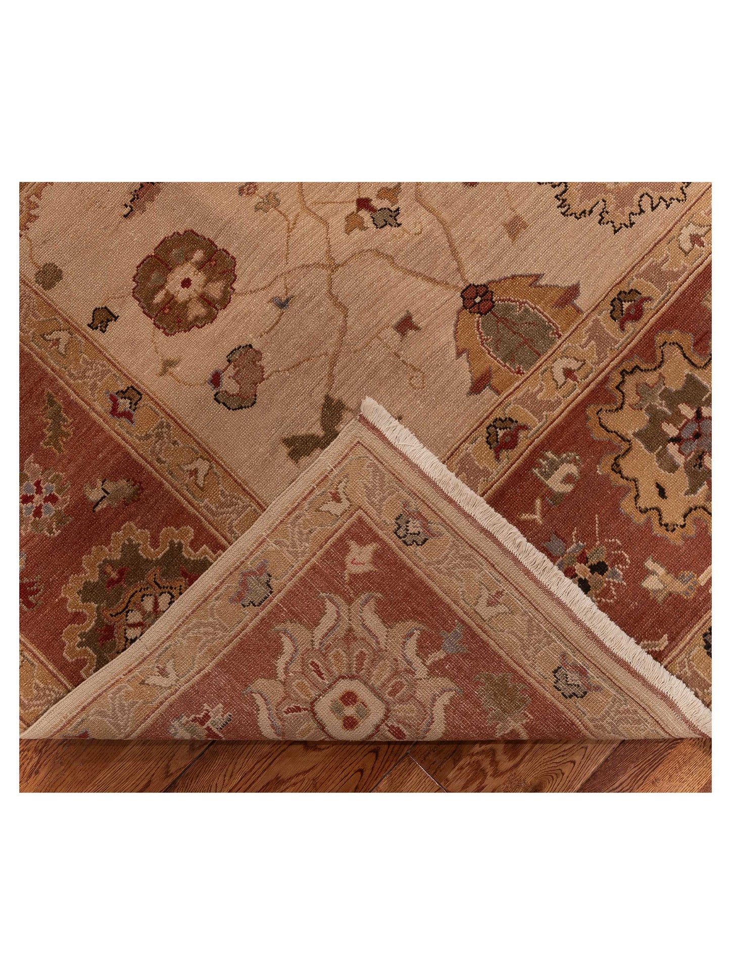 Turkish Elvan 79241 Beige Rust 10.1x15 Hand Knotted Rug