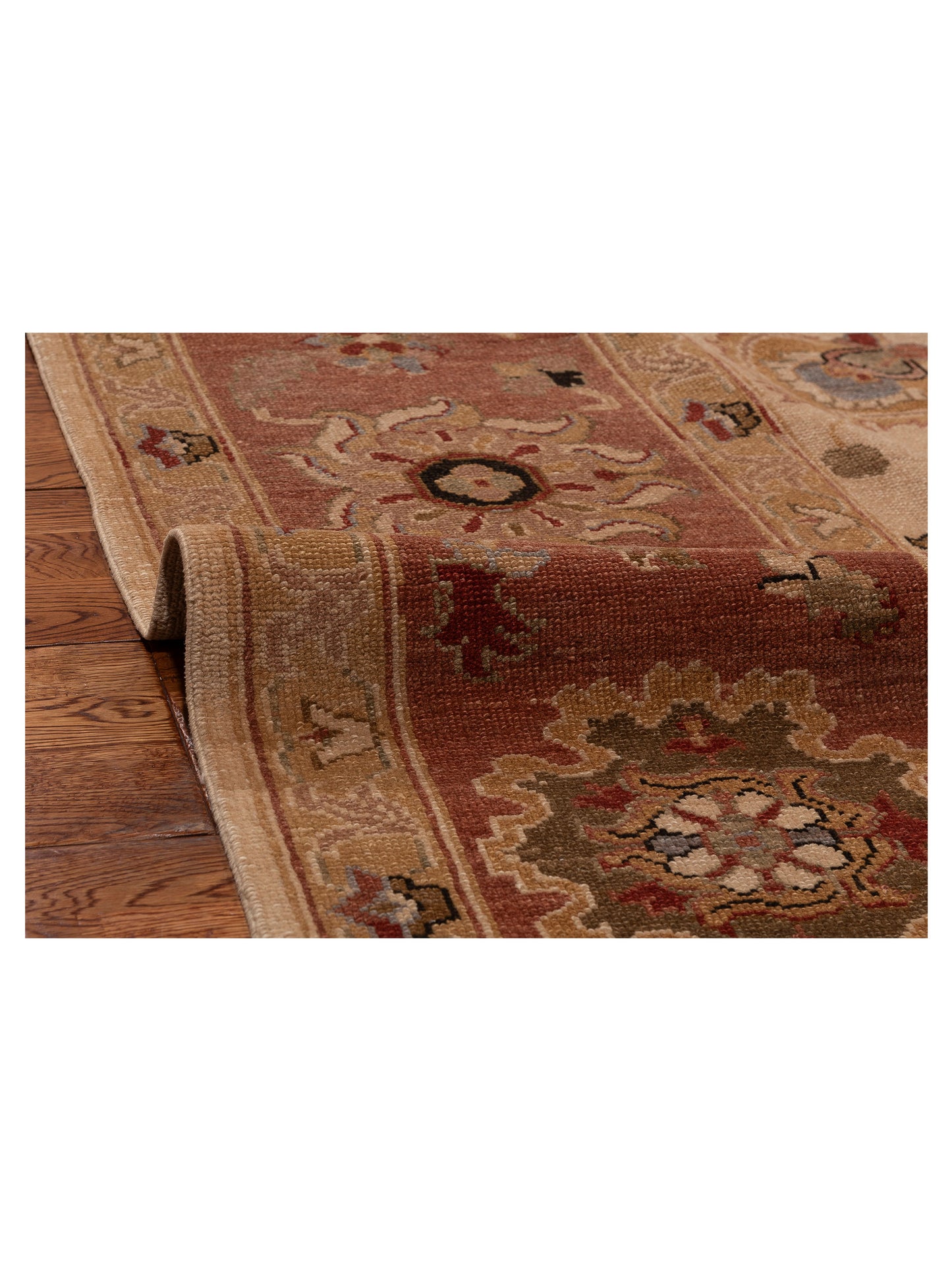 Turkish Elvan 79241 Beige Rust 10.1x15 Hand Knotted Rug