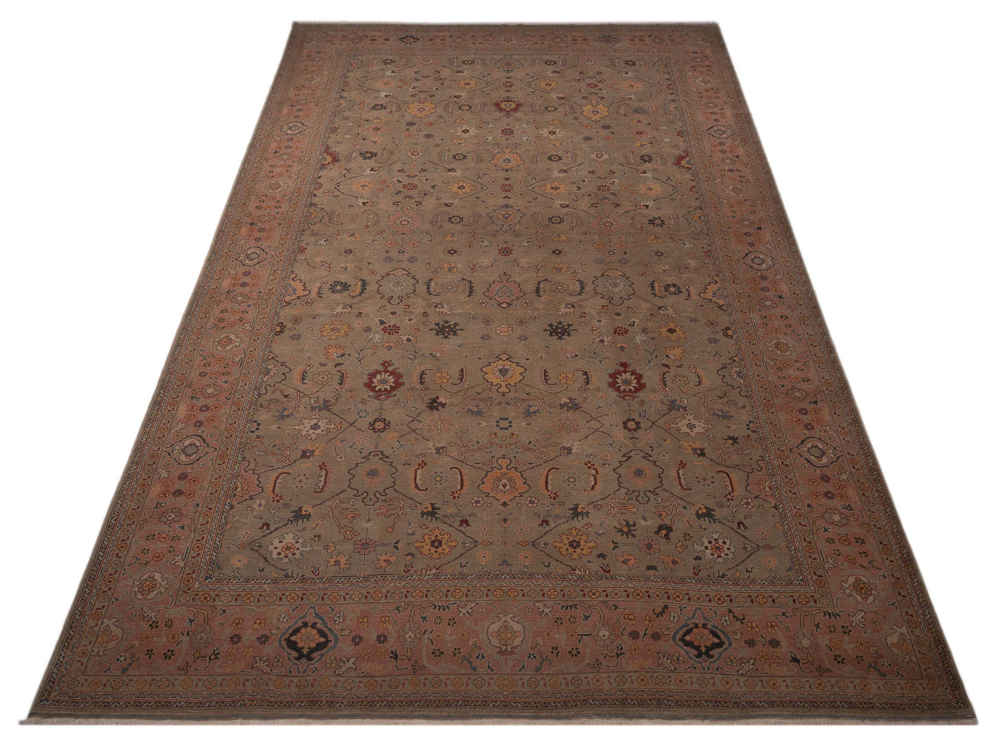 Turkish Elvan 79474 Silver Pink 11.1x18.4 Hand Knotted Rug