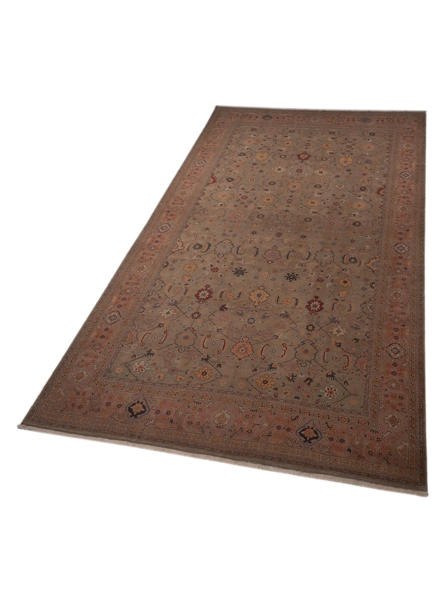 Turkish Elvan 79474 Silver Pink 11.1x18.4 Hand Knotted Rug