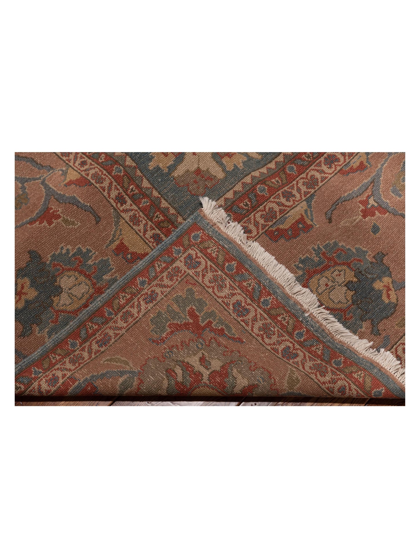 Turkish Elvan 79482 Blue Pink 12.2x18.6 Hand Knotted Rug