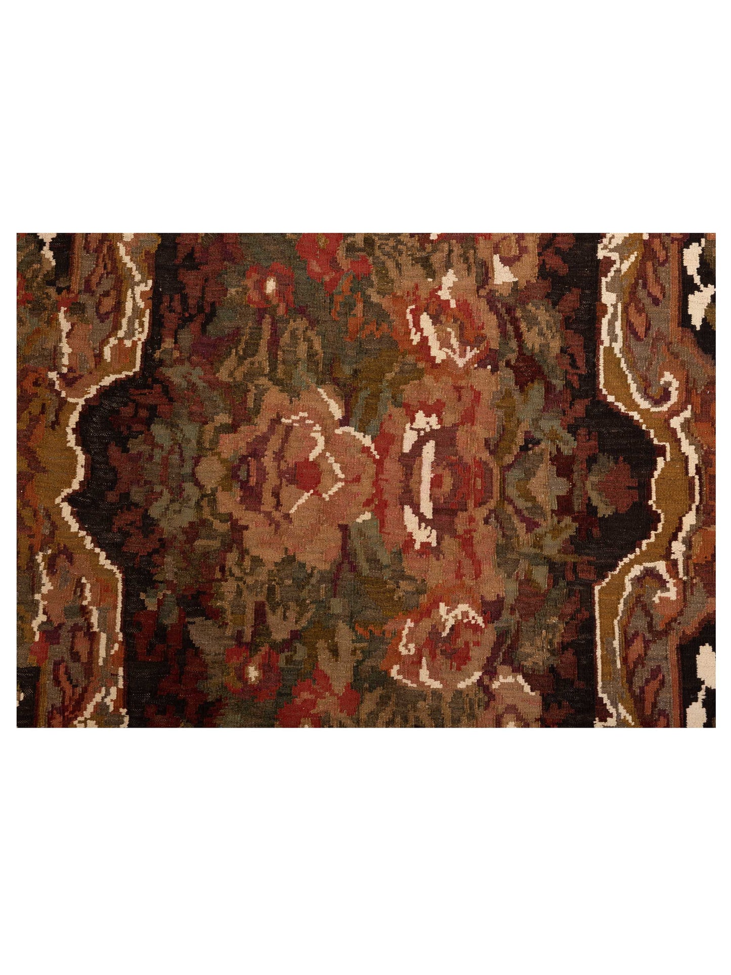 Old Basserabian Kilim 79803 Black Brown 6x10.2 Hand Woven Rug