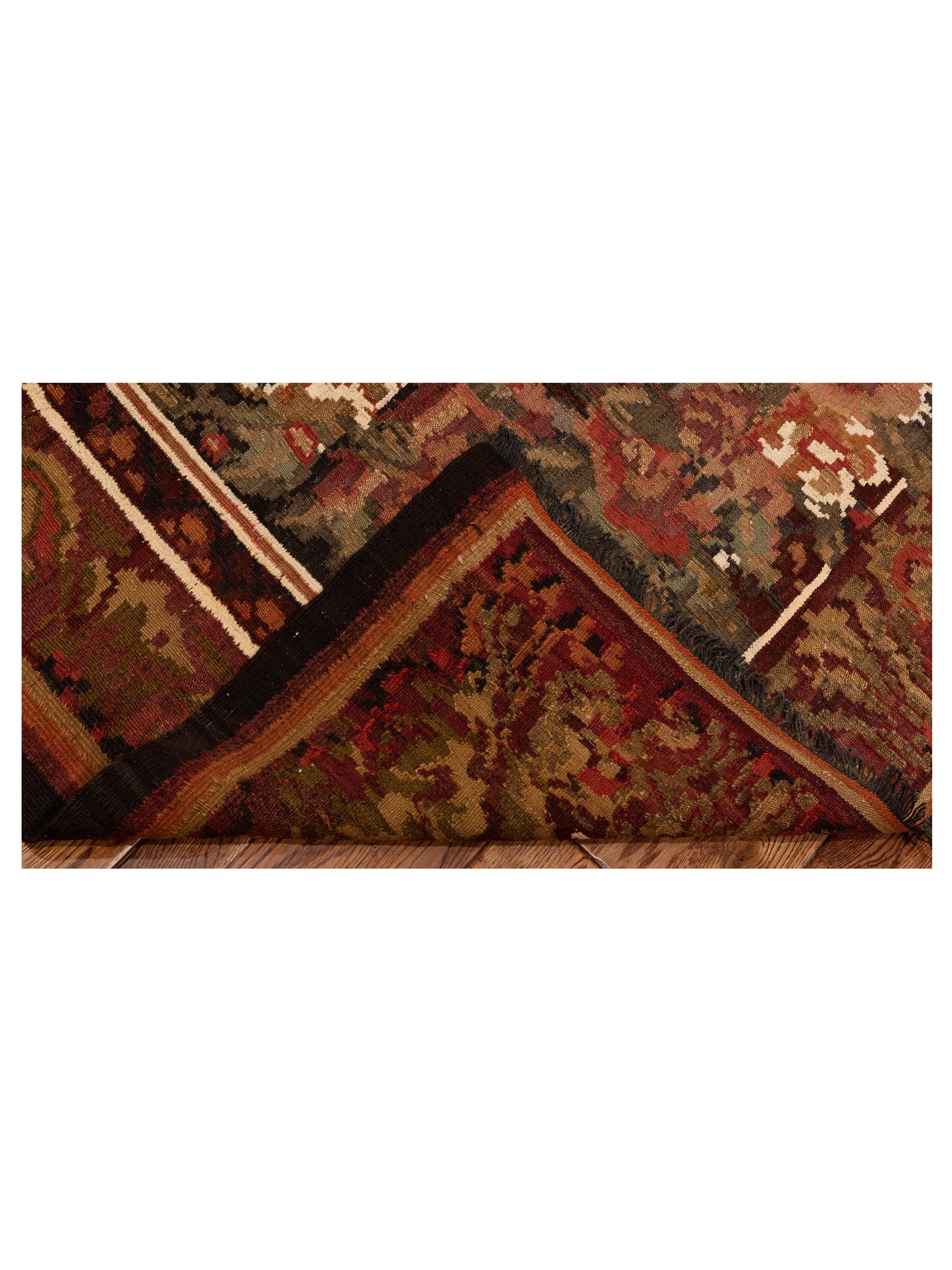 Old Basserabian Kilim 79803 Black Brown 6x10.2 Hand Woven Rug