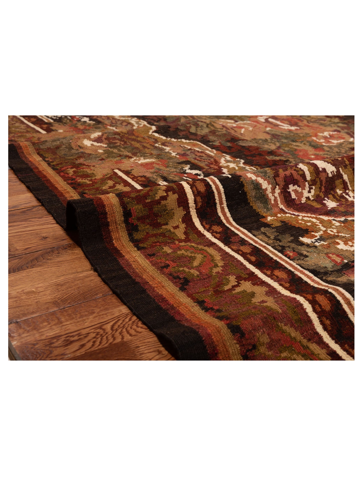 Old Basserabian Kilim 79803 Black Brown 6x10.2 Hand Woven Rug