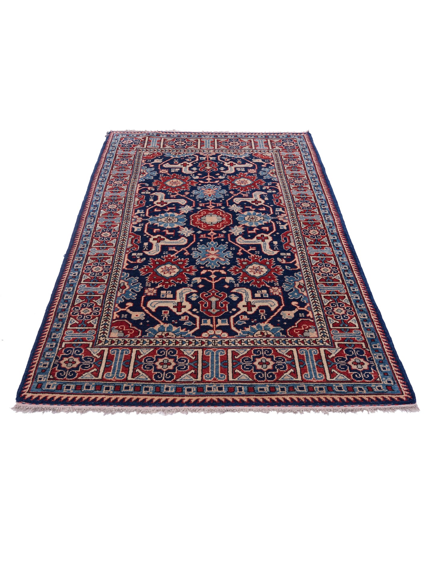 Turkish Shirwan 80000 Navy Red 4x6.9 Hand Knotted Rug