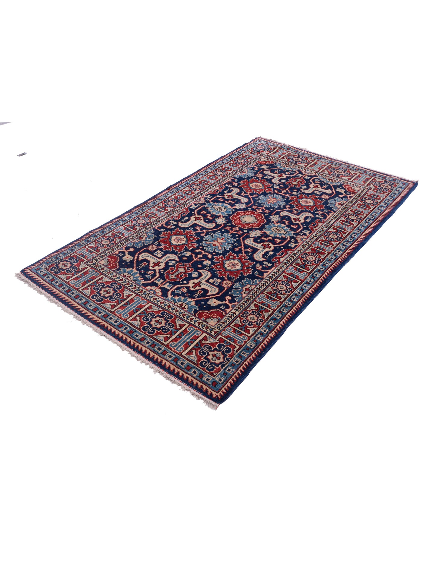 Turkish Shirwan 80000 Navy Red 4x6.9 Hand Knotted Rug