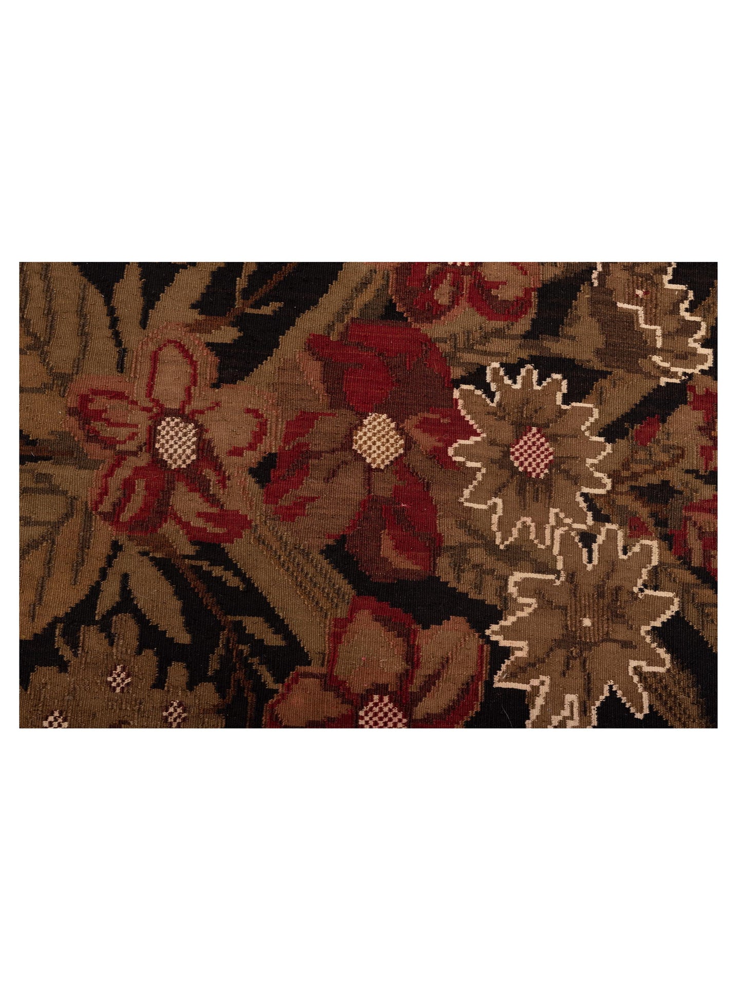 Old Basserabian Kilim 80408 Black 3.6x8.9 Hand Woven Rug