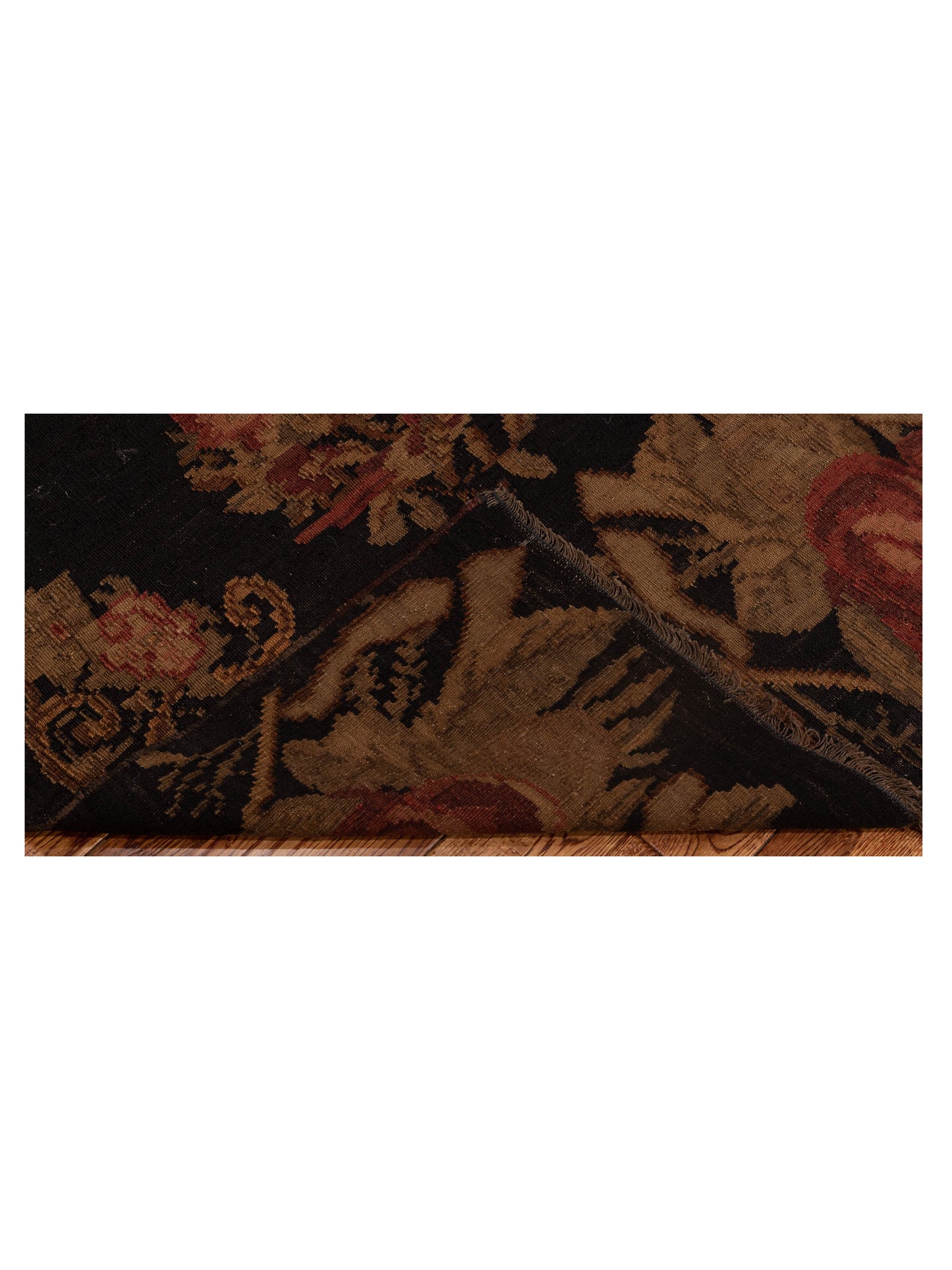 Old Basserabian Kilim 80408 Black 3.6x8.9 Hand Woven Rug