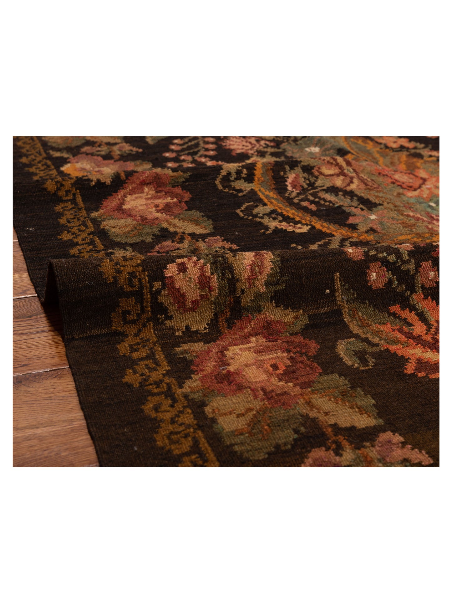 Old Basserabian Kilim 80430 Black 5x7.7 Hand Woven Rug