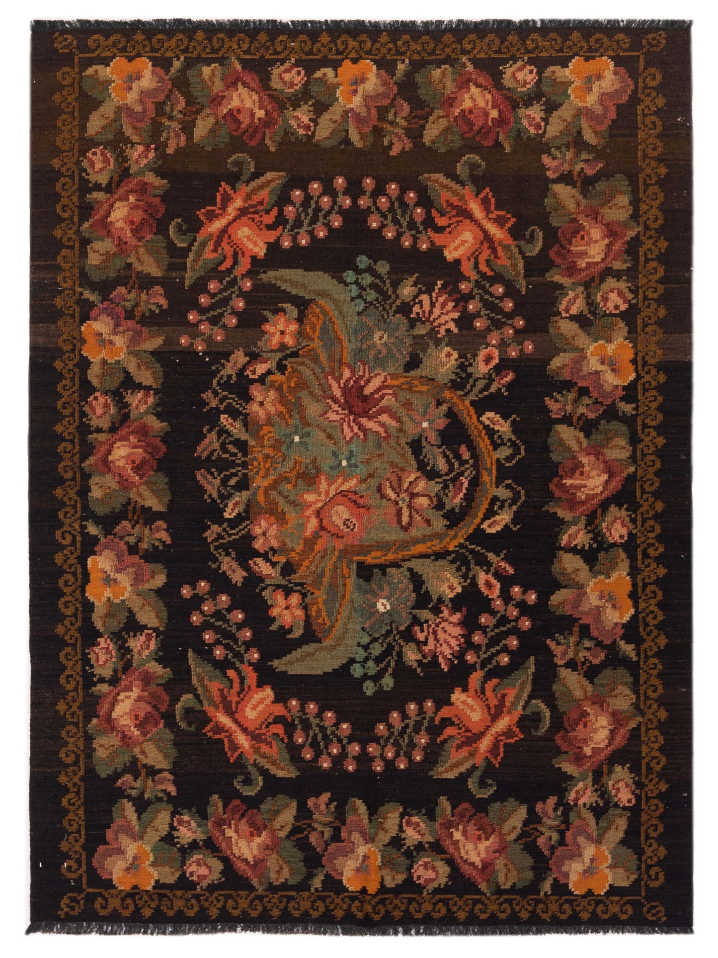 Pasha Old Basserabian Kilim Black Traditional