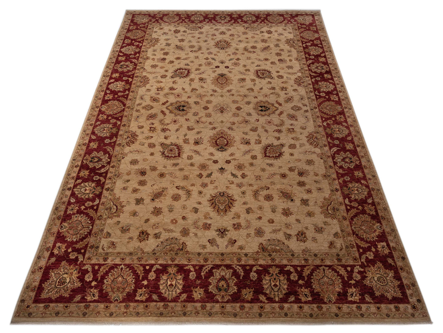Ghazani 81154 Ivory Red 12x18 Hand Knotted Rug