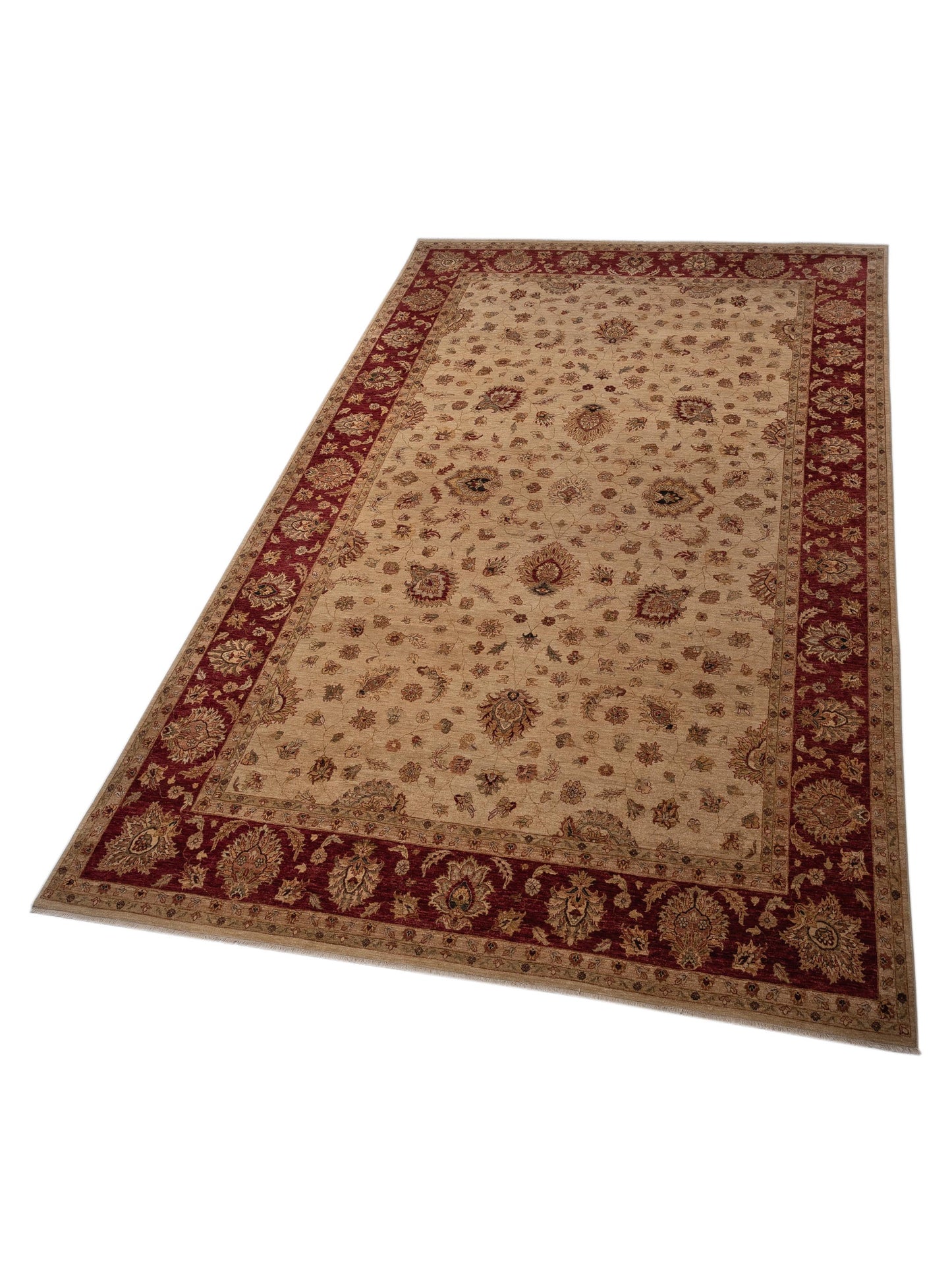 Ghazani 81154 Ivory Red 12x18 Hand Knotted Rug