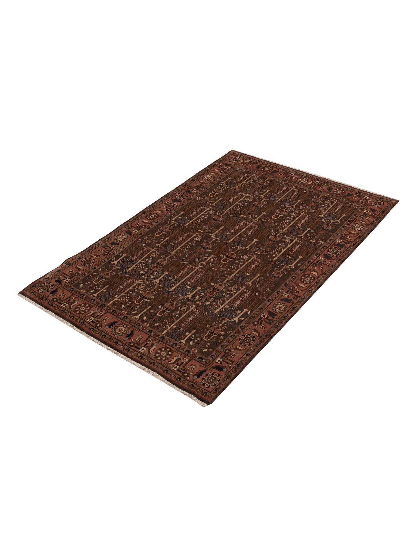 Antique Heirloom 81216 Brown Pink 4.10x7.6 Hand Knotted Rug