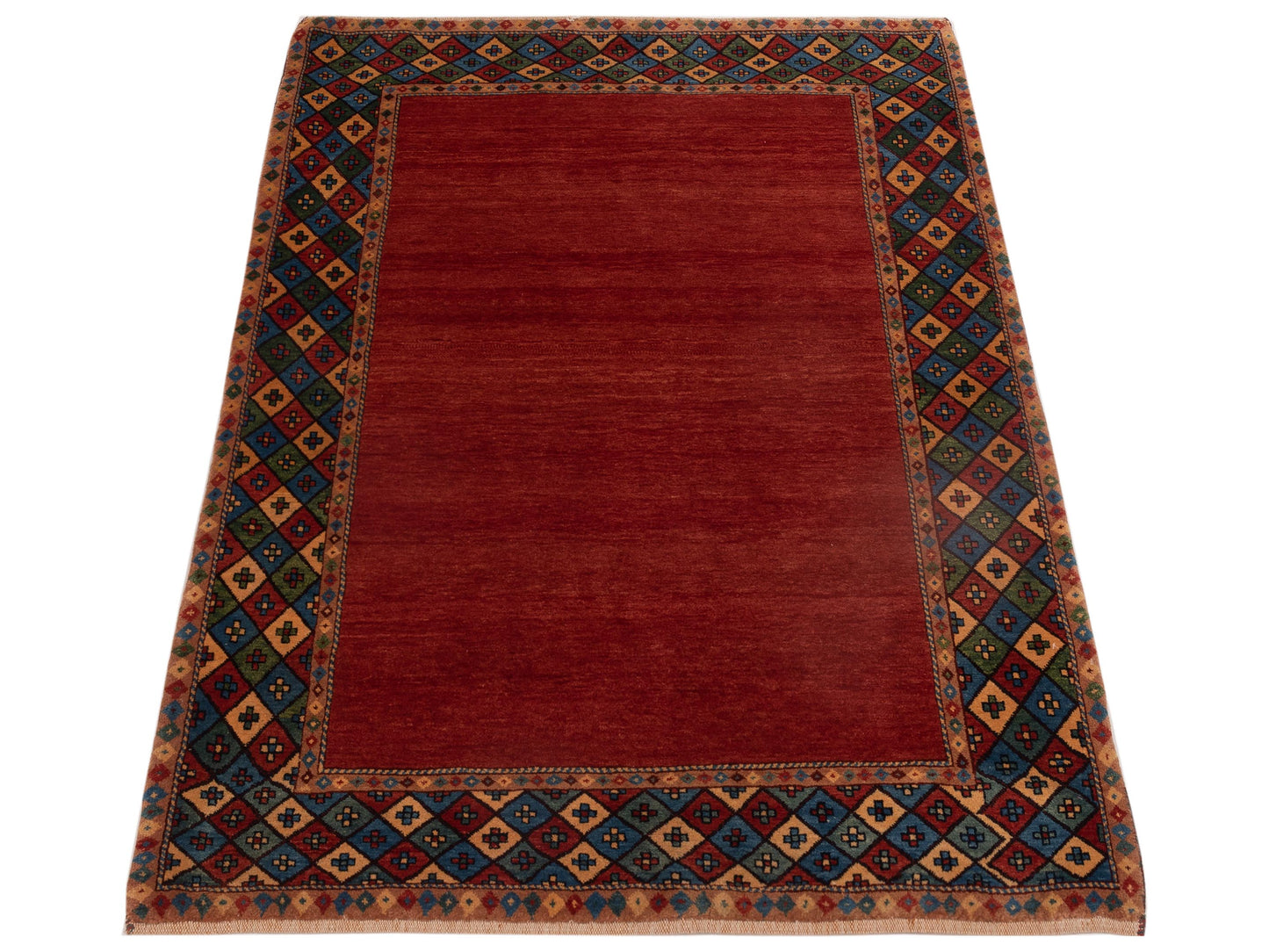 Modern Gabbeh 81429 Red Blue 4.2x5.10 Hand Knotted Rugs
