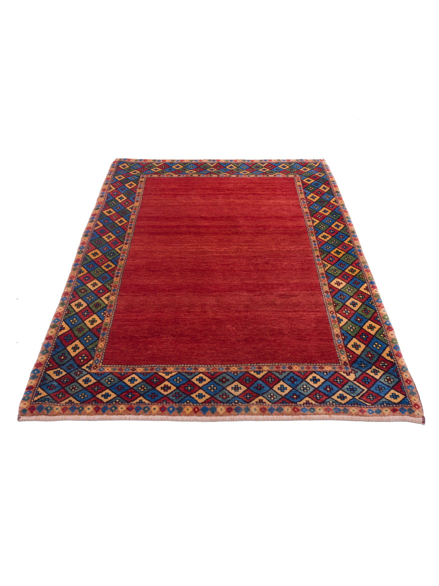 Modern Gabbeh 81429 Red Blue 4.2x5.10 Hand Knotted Rugs