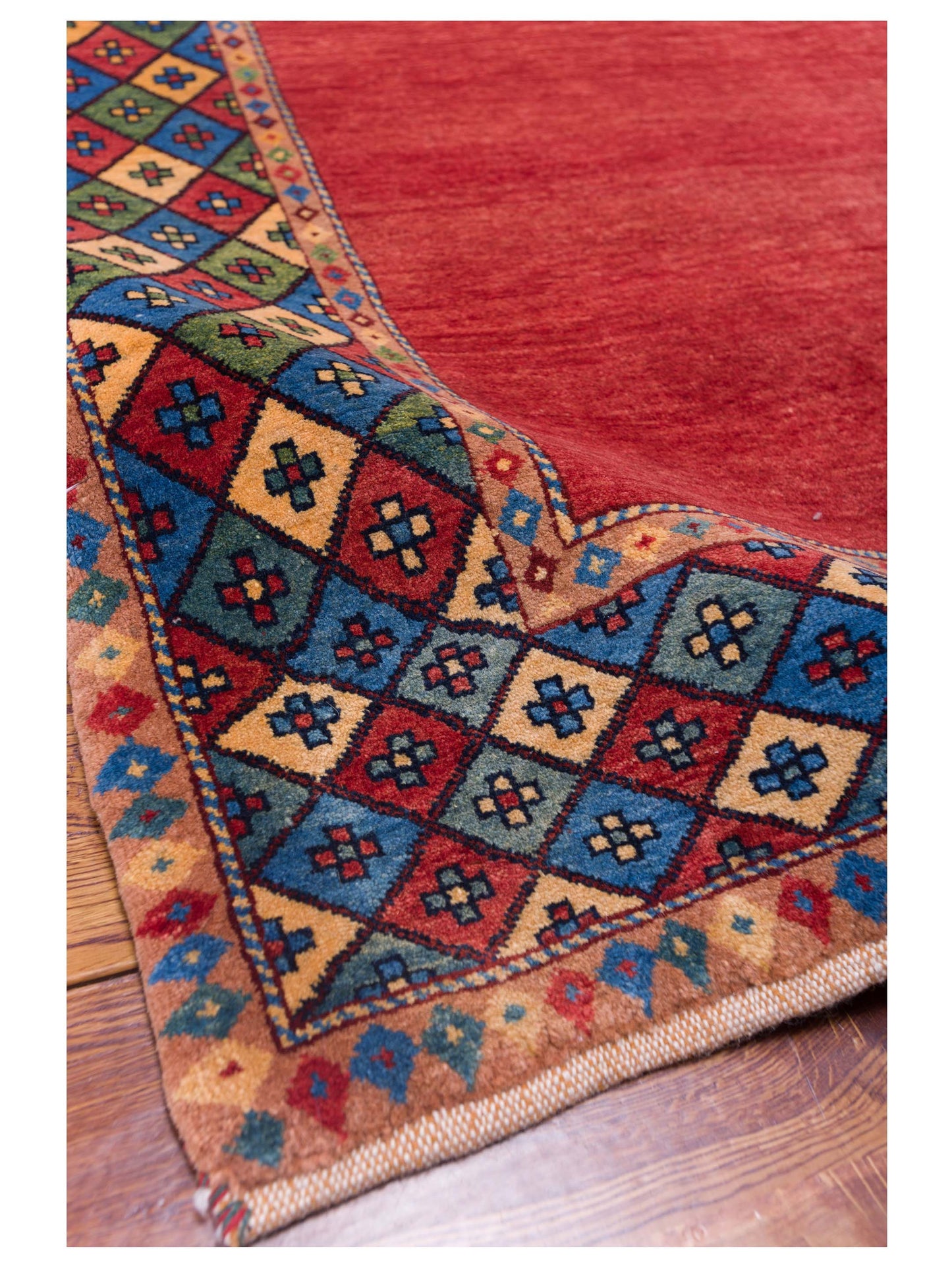 Modern Gabbeh 81429 Red Blue 4.2x5.10 Hand Knotted Rugs