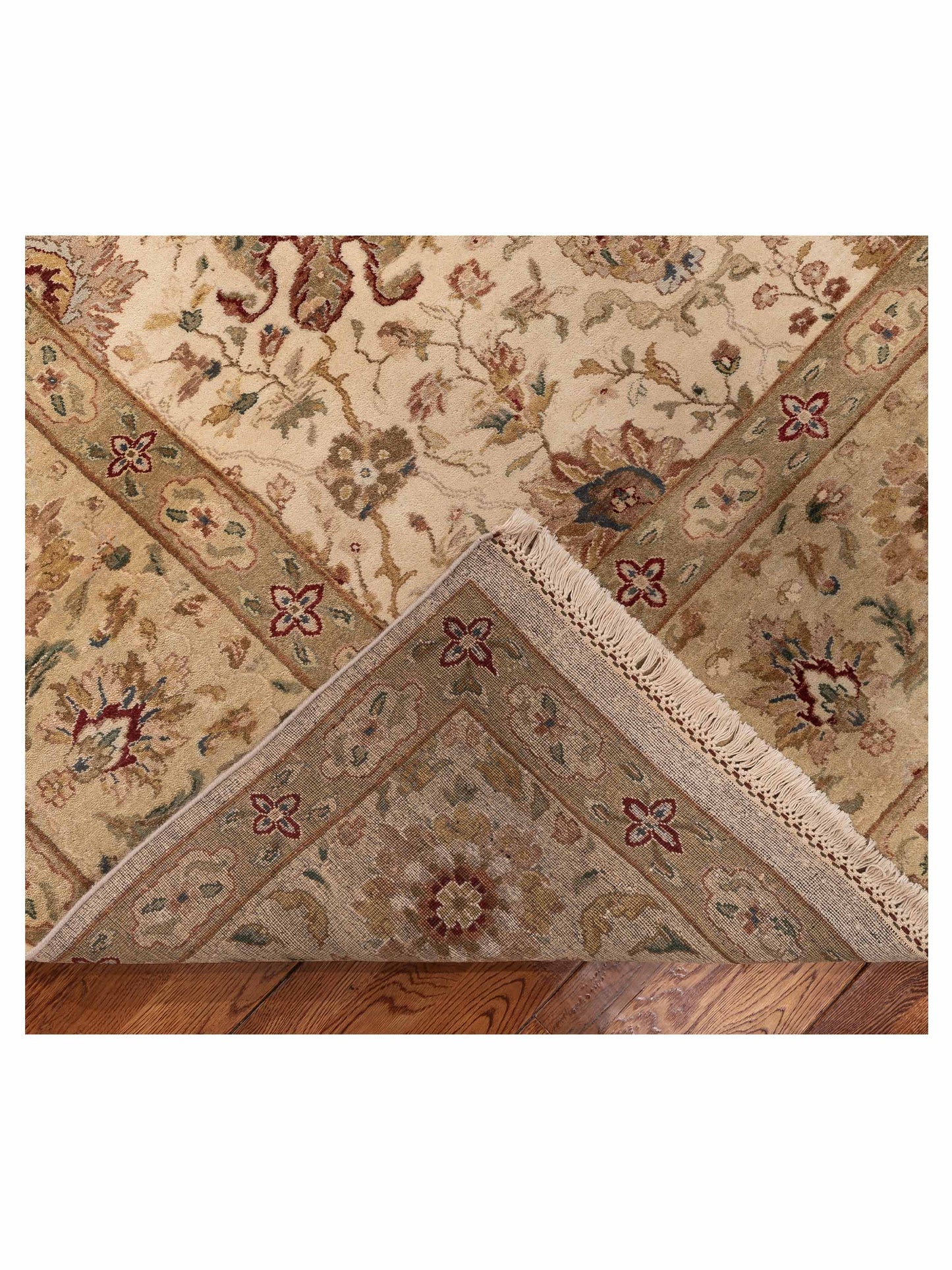 Platinum 82044 Ivory Light Green 10.2x14.1 Hand Knotted Rug
