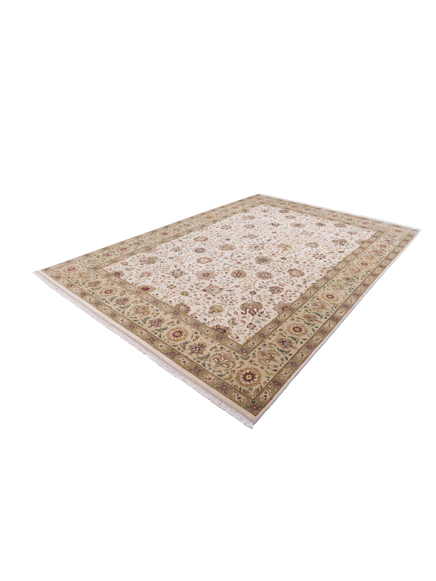 Platinum 82044 Ivory Light Green 10.2x14.1 Hand Knotted Rug