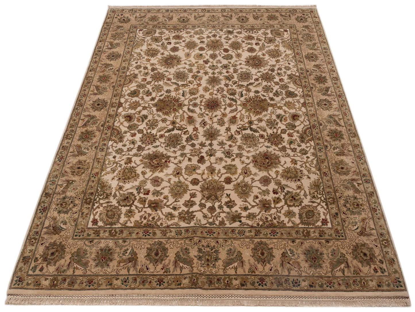 Crown 82062 Ivory Beige 8.3x9.11 Hand Knotted Rug