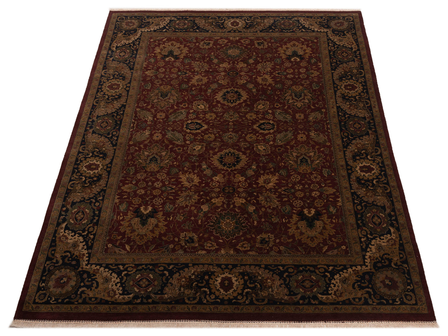 Crown 82070 Burgundy Navy 9.2x12.3 Hand Knotted Rug