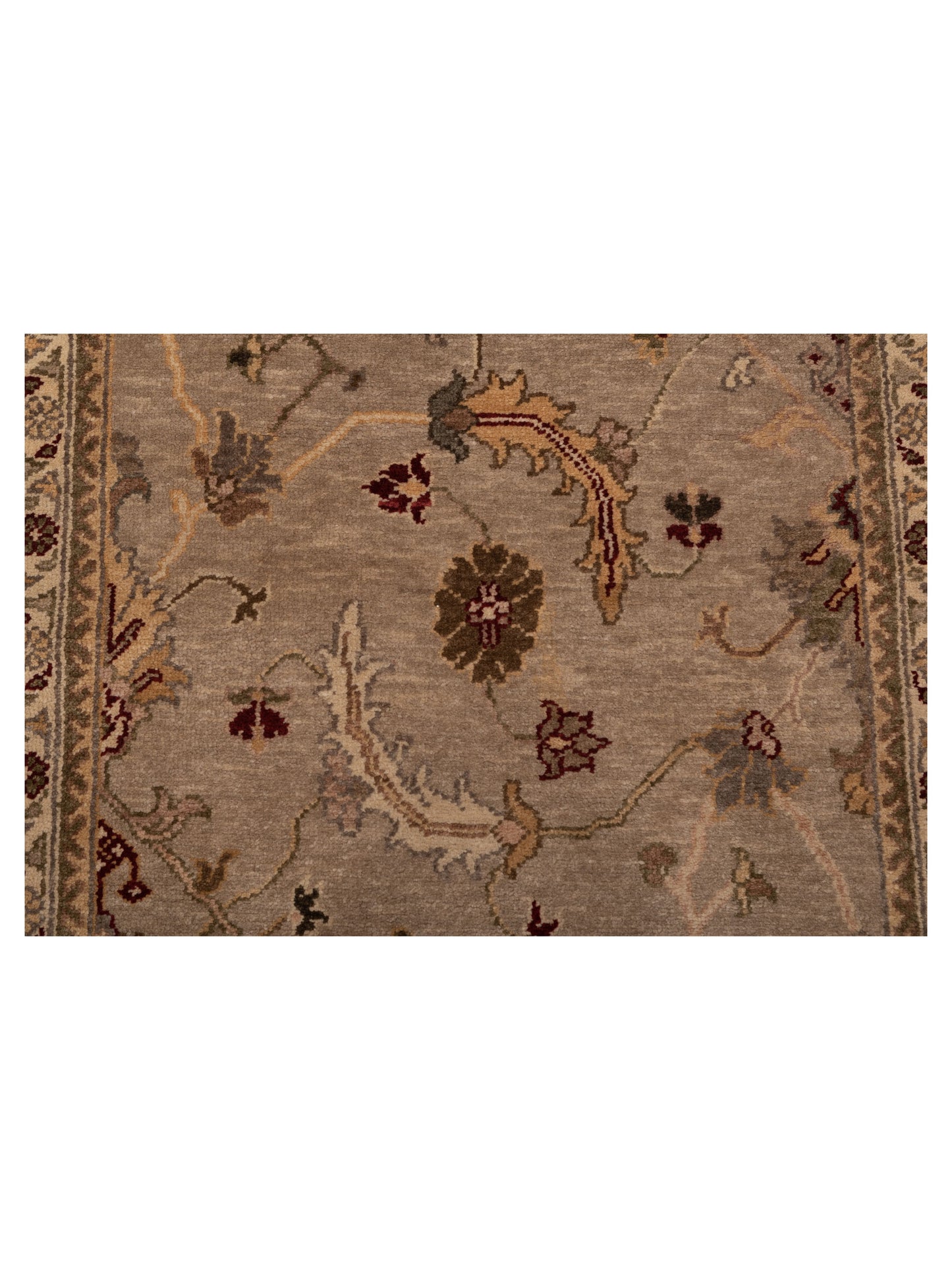 Turkish Elvan 82202 Gray Ivory 2.10x9.6 Hand Knotted Rug
