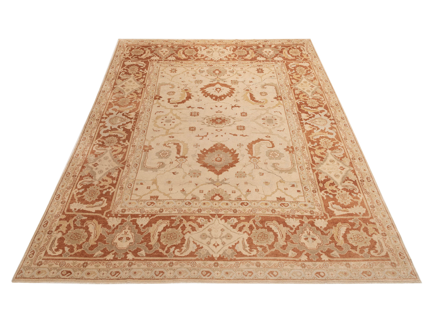 Angora Oushak 82539 Gold Red 12.1x15.1 Hand Knotted Rug