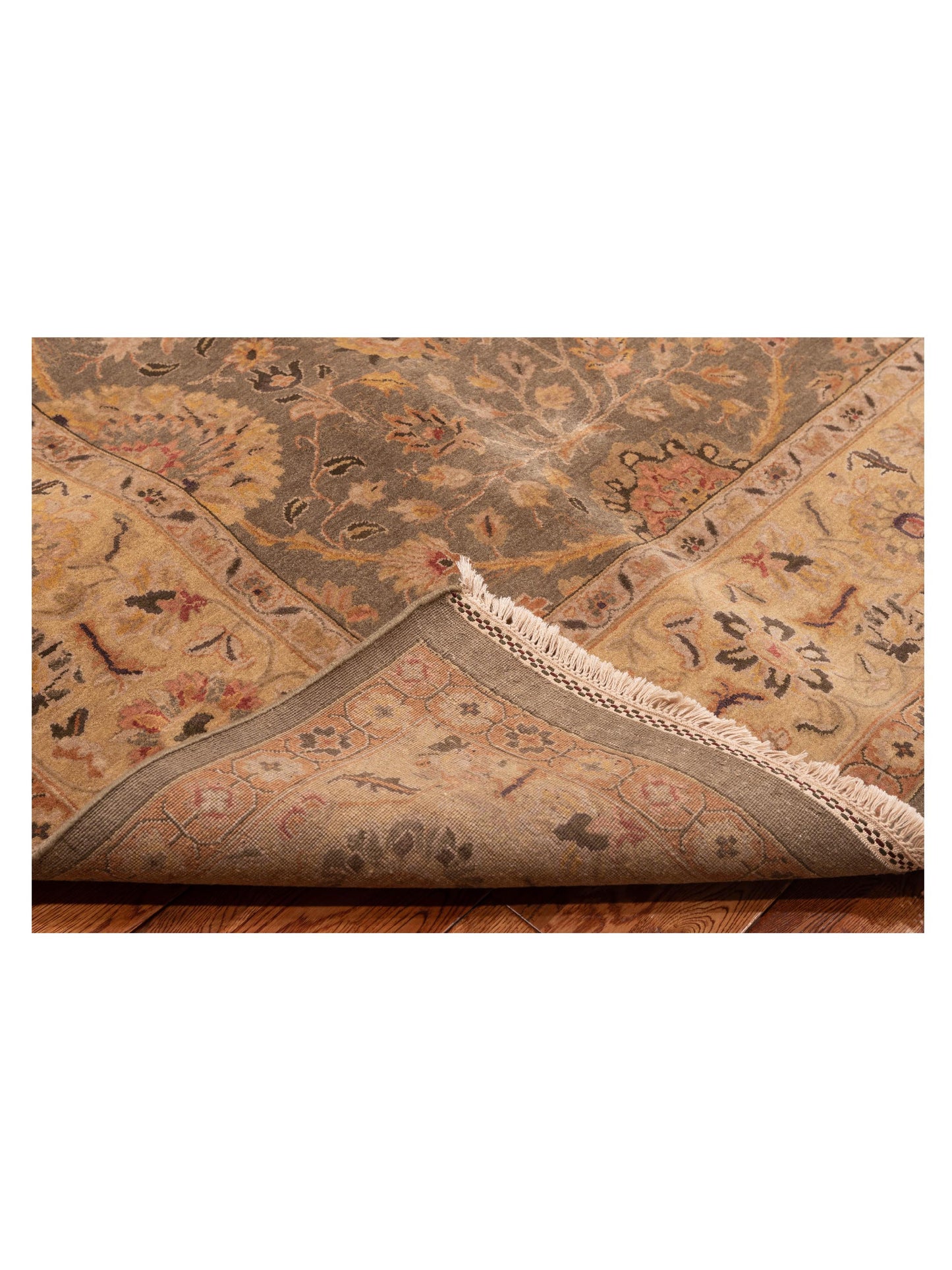 Crown 82697 Teal Blue Gold 9.3x12 Hand Knotted Rug