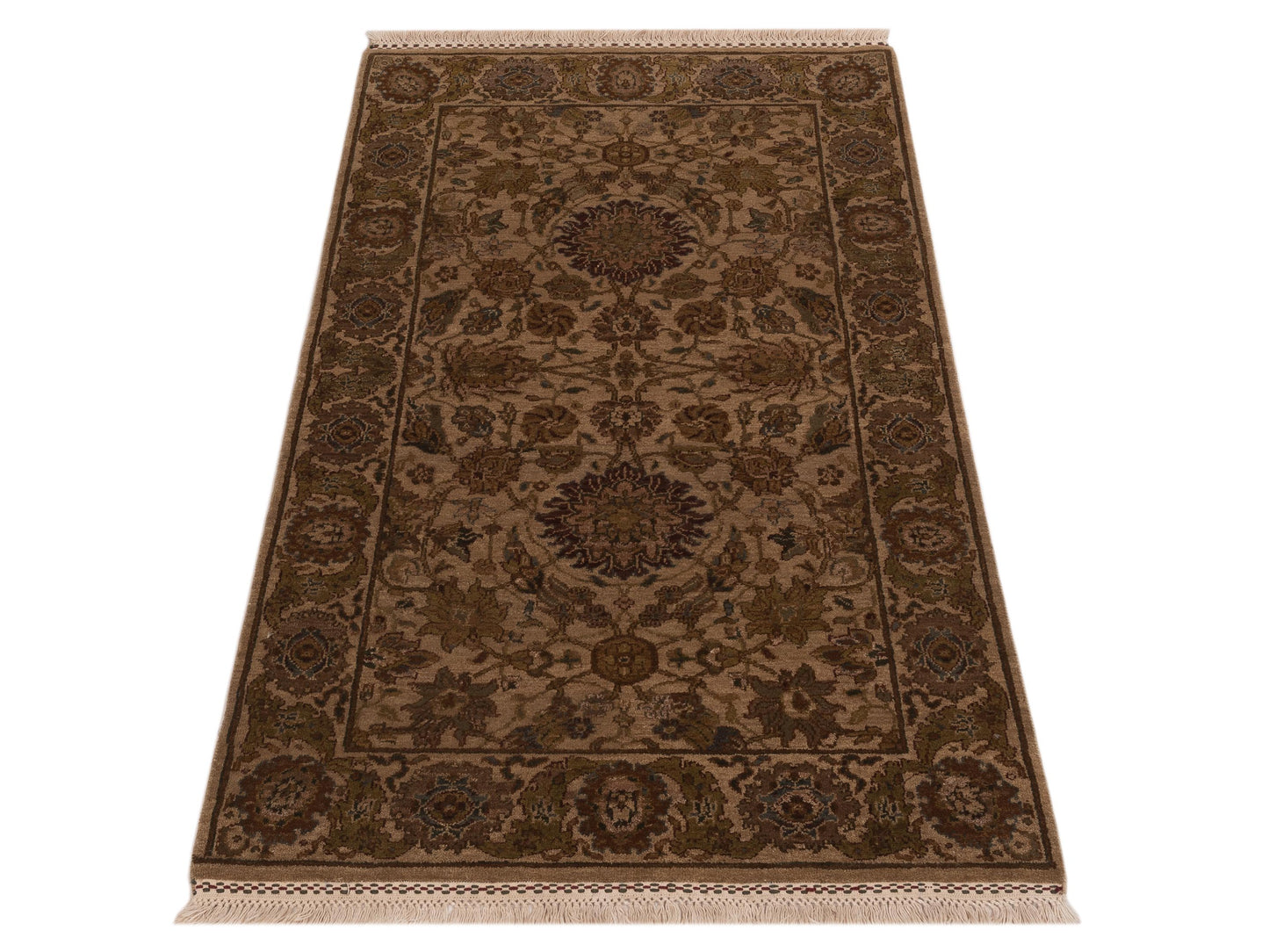 Crown 82703 Beige Brown 3x5 Hand Knotted Rug