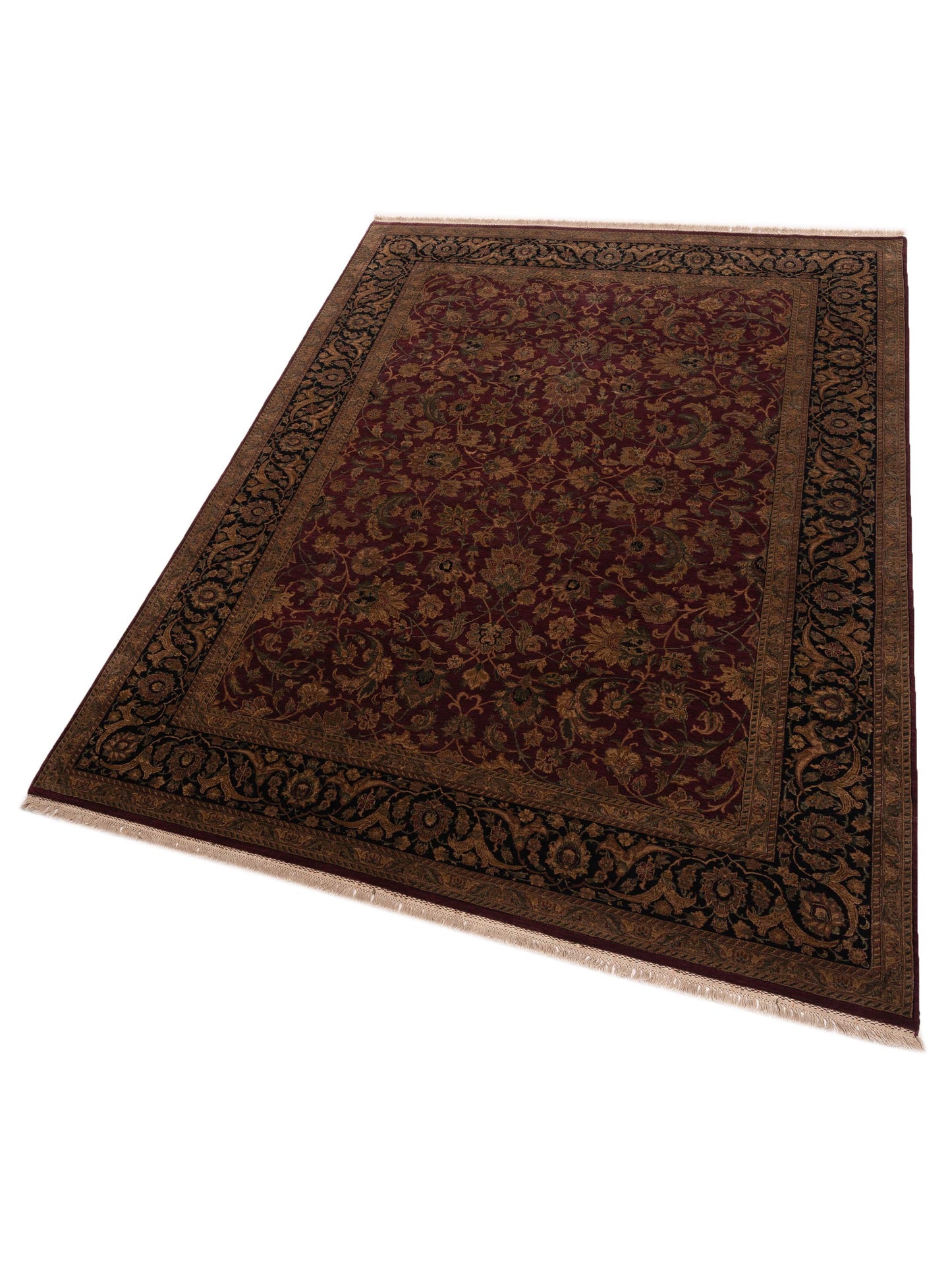 Crown 83893 Eggplant Black 9.2x12.5 Hand Knotted Rug